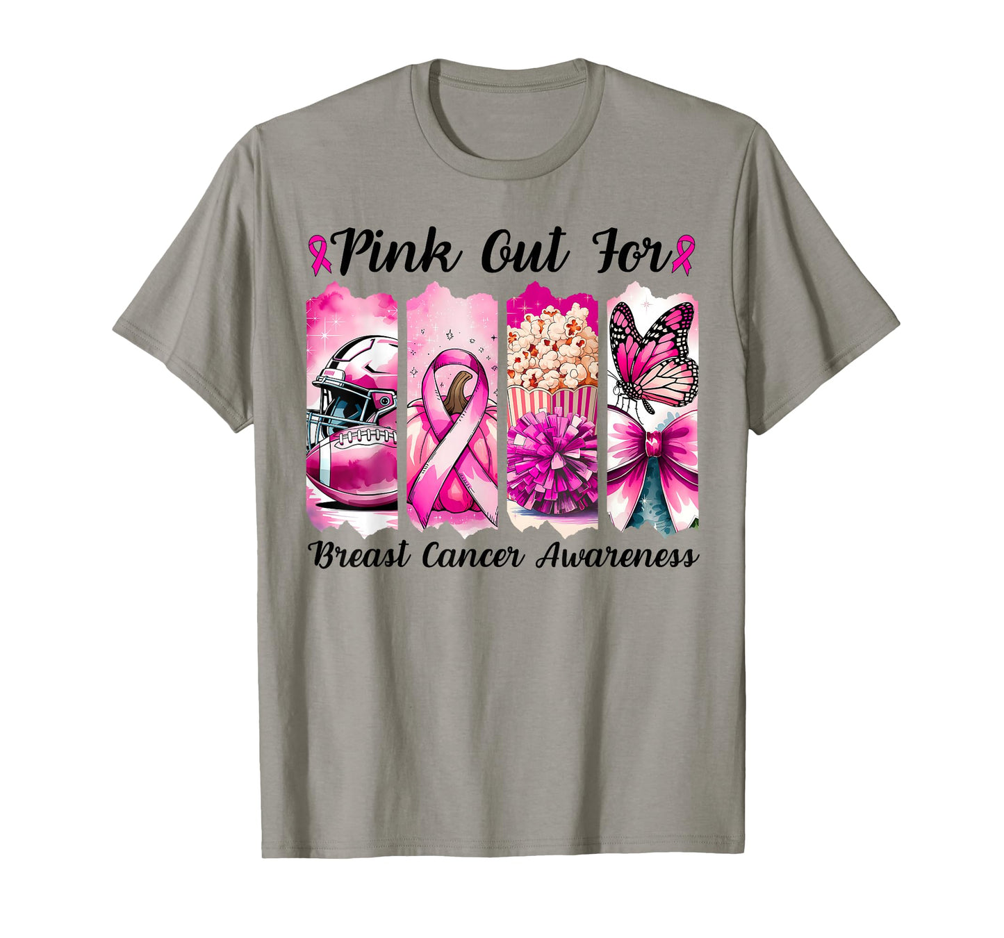 Pink Out for Breast Cancer Awareness Football Cheer Support T-Shirt