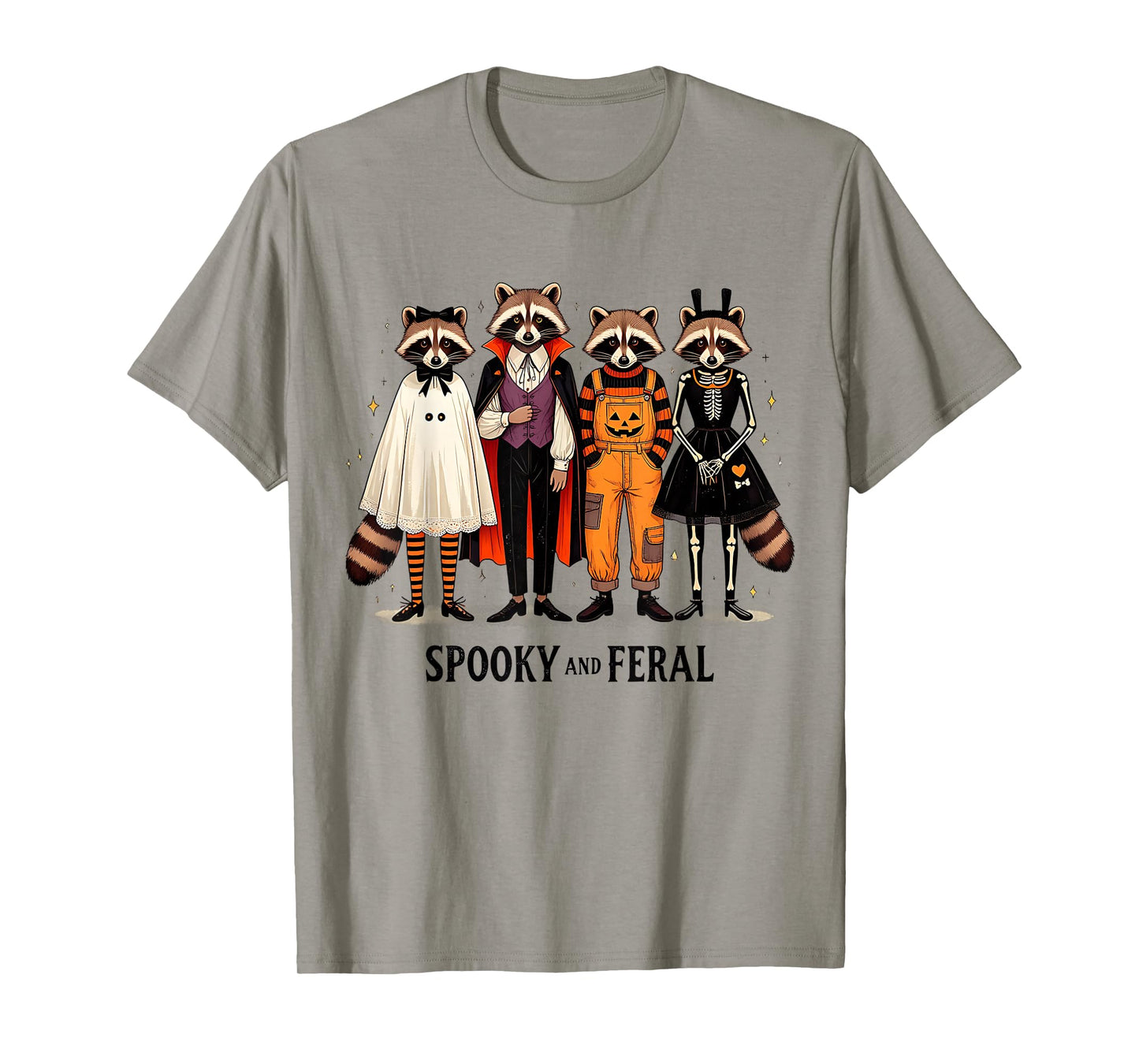 Spooky and Feral Funny Halloween Raccoon Men Women Kids T-Shirt