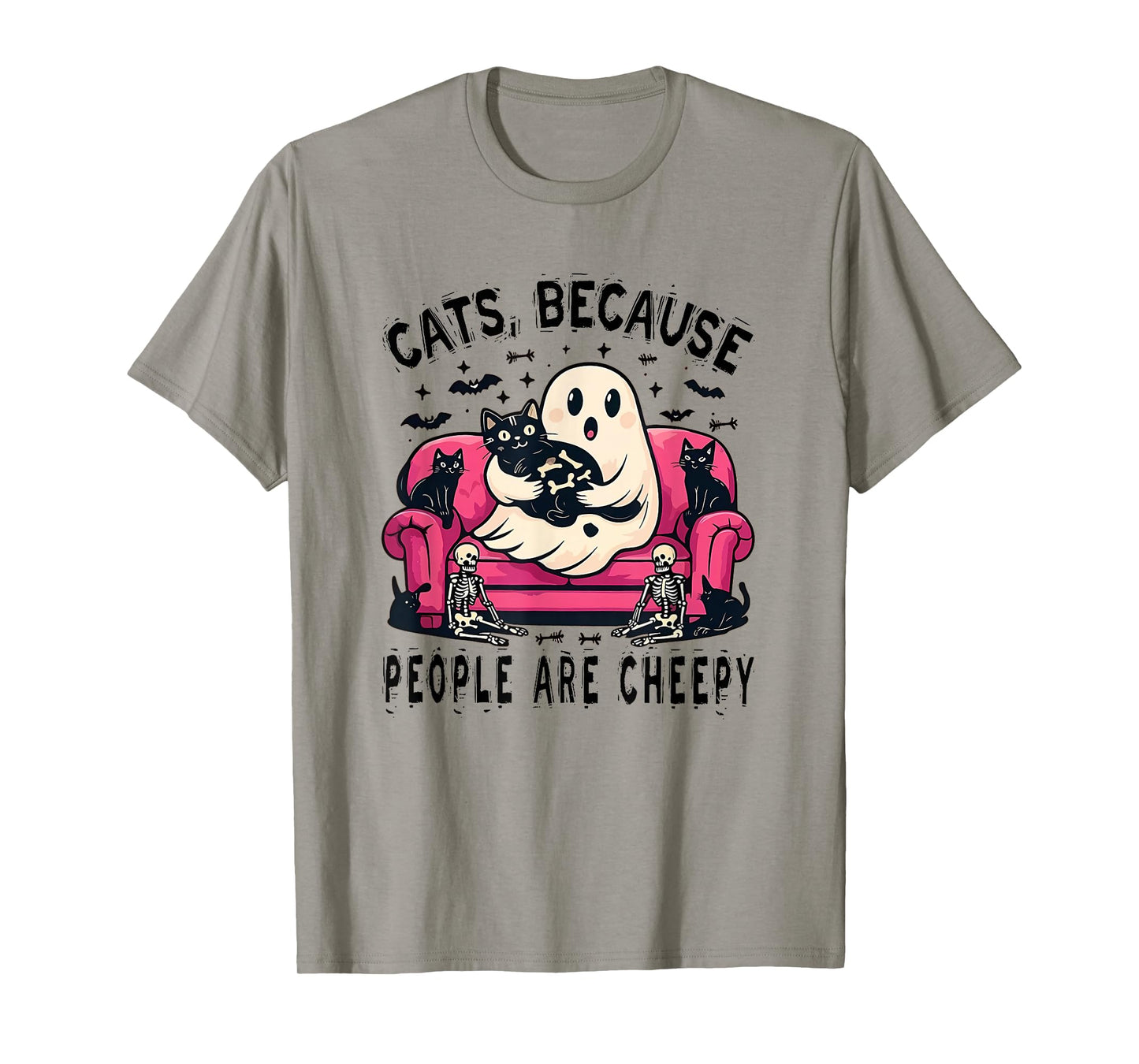 Cats Because People are Creepy Ghost Halloween Cat Mom Kids T-Shirt