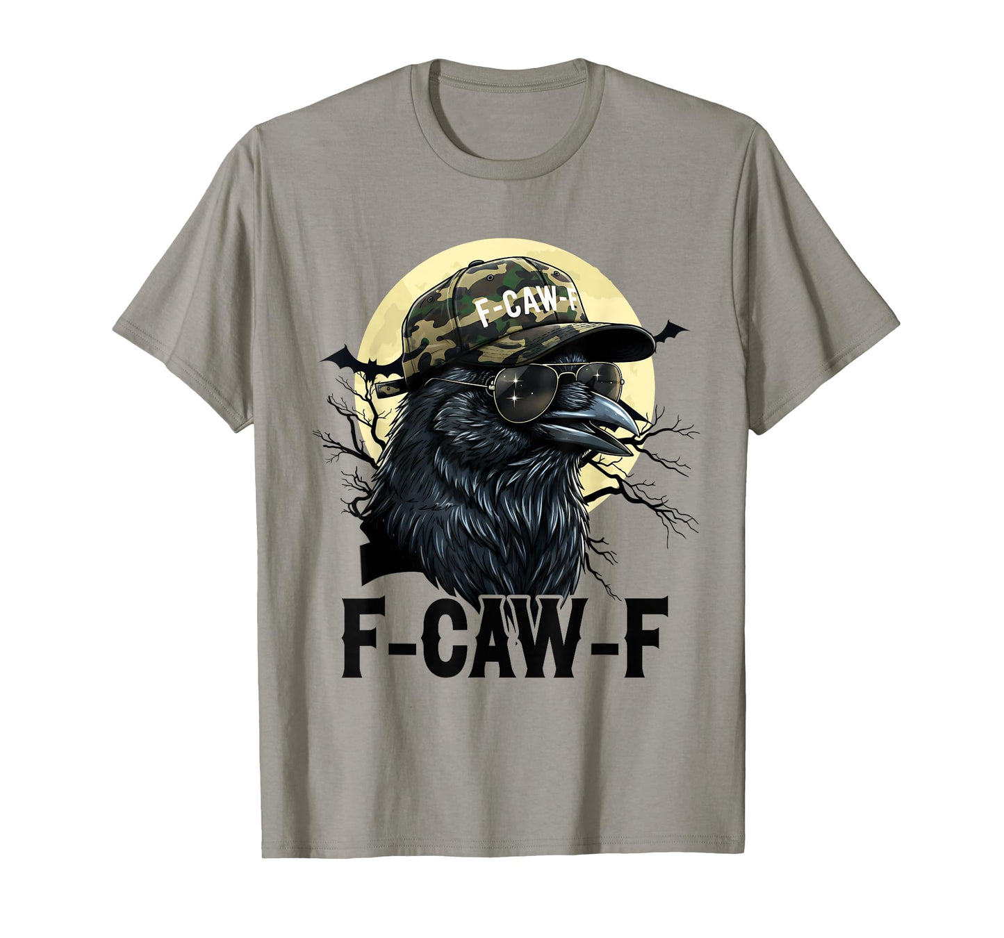 F-Caw-F Funny Halloween Black Crow Adult Humor Bird Camo T-Shirt