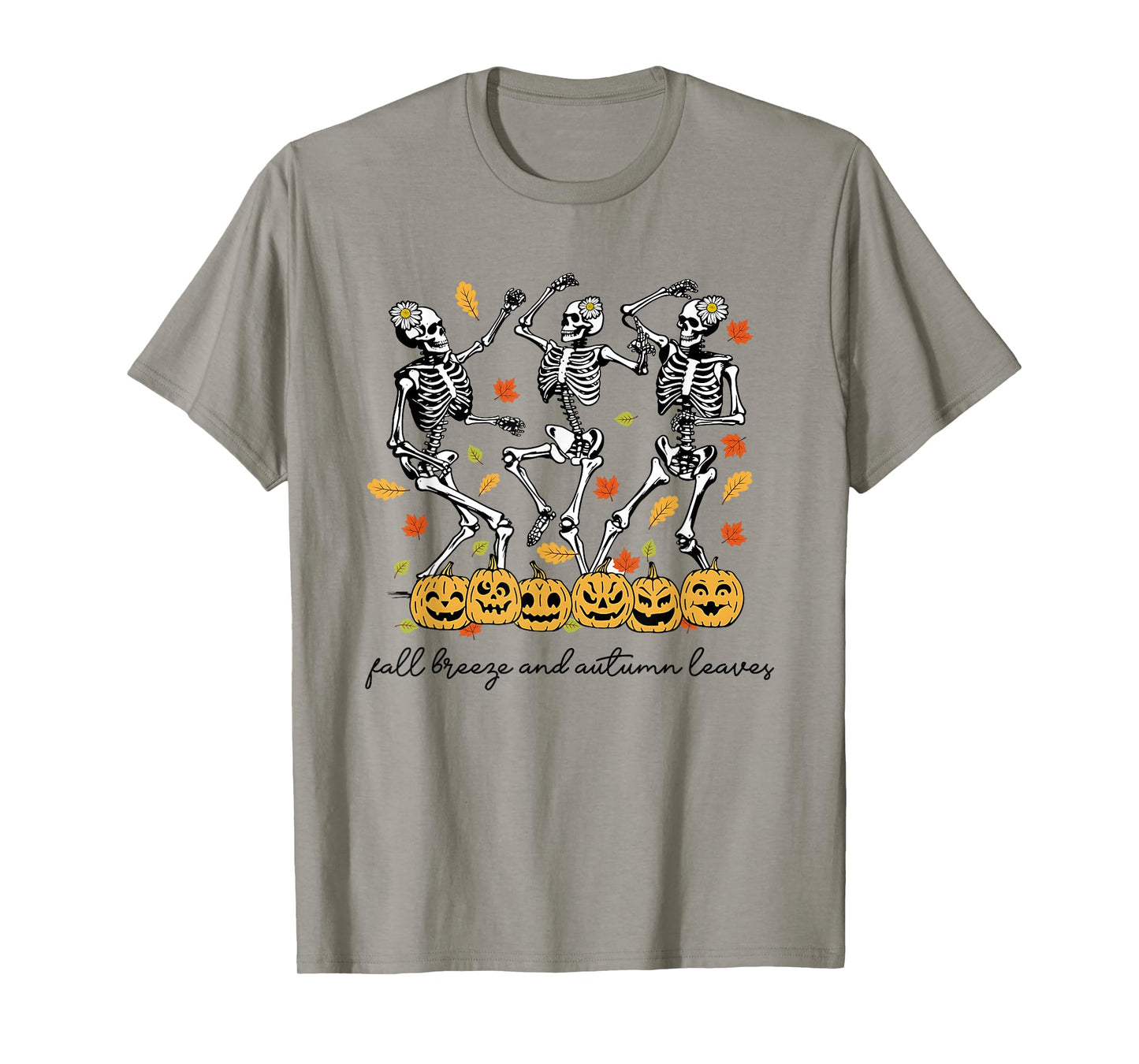 Fall Breeze and Autumn Leaves Cute Skeleton Fall Quote T-Shirt