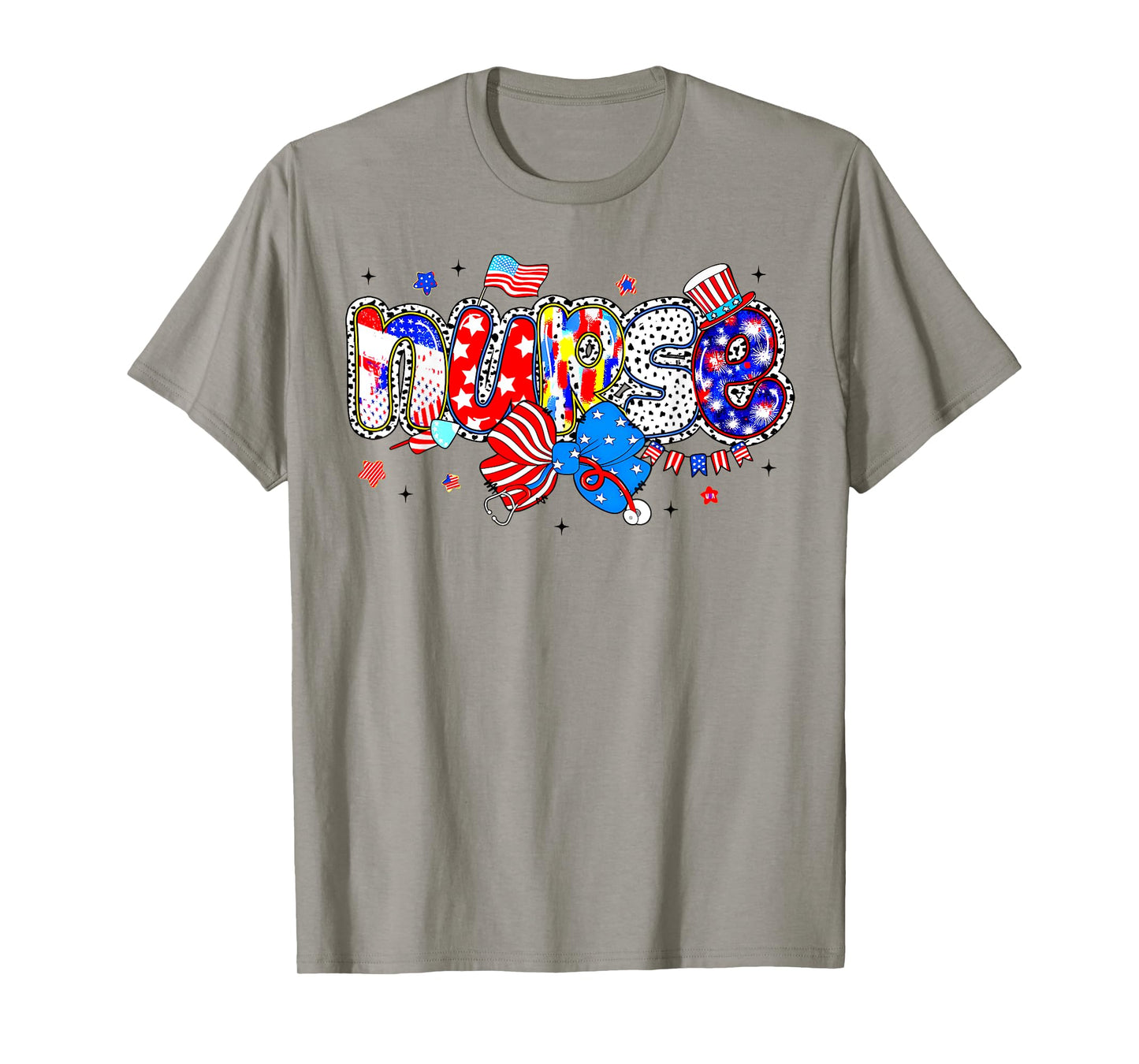 Coquette Bow Nurse 4th of July Stethoscope America Patriotic T-Shirt