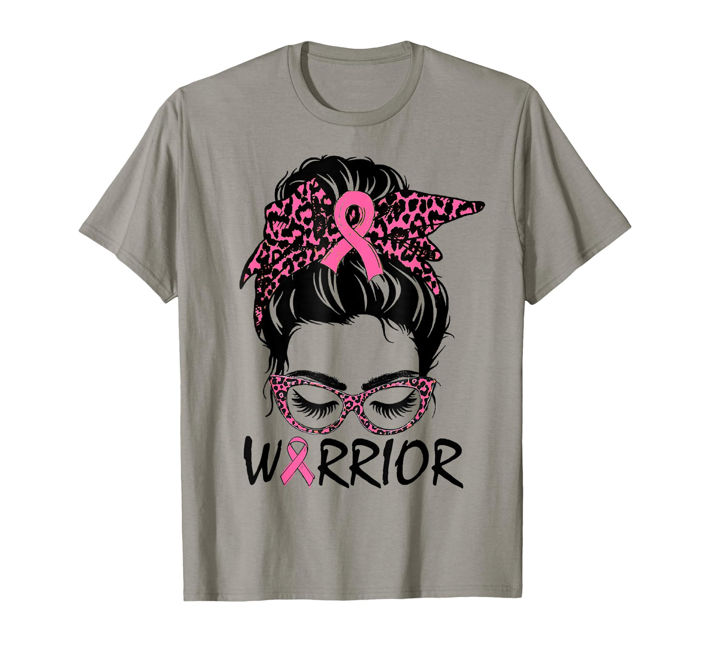 Messy Bun Breast Cancer Shirt Womens Wear Pink Warrior T-Shirt