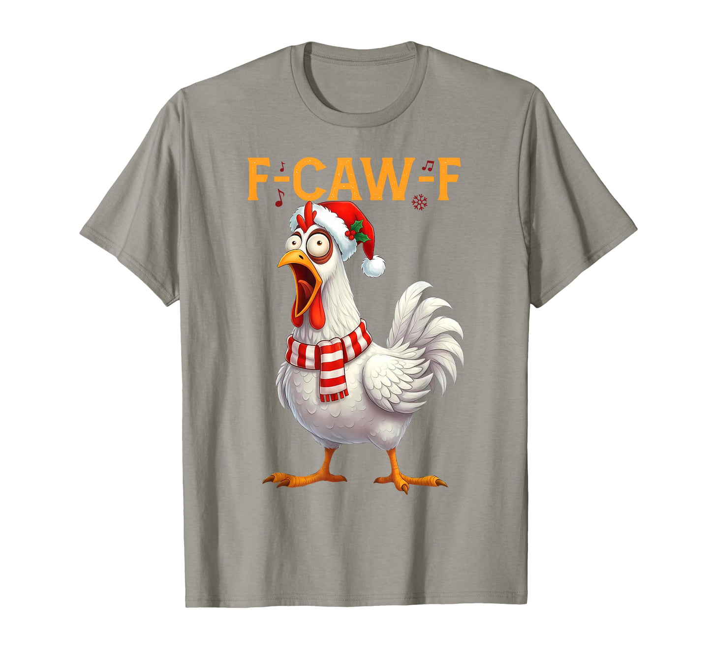 Funny F Caw F Chicken Rooster Cawing Christmas Santa Hat T-Shirt