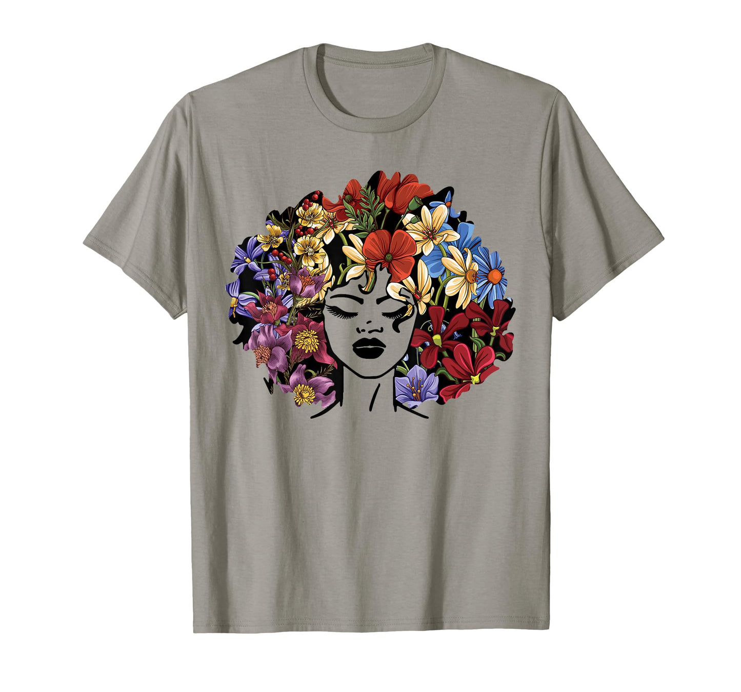 Juneteenth Women Black History Gift Afro Flower Hair T-Shirt