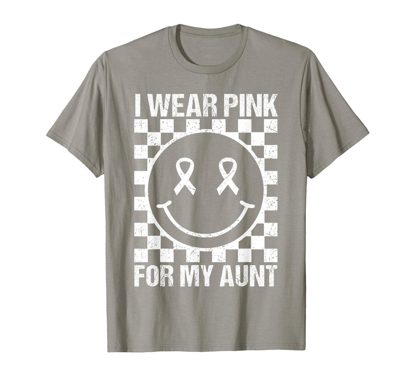 I Wear Pink for My Aunt Smile Face Breast Cancer Women Kids T-Shirt