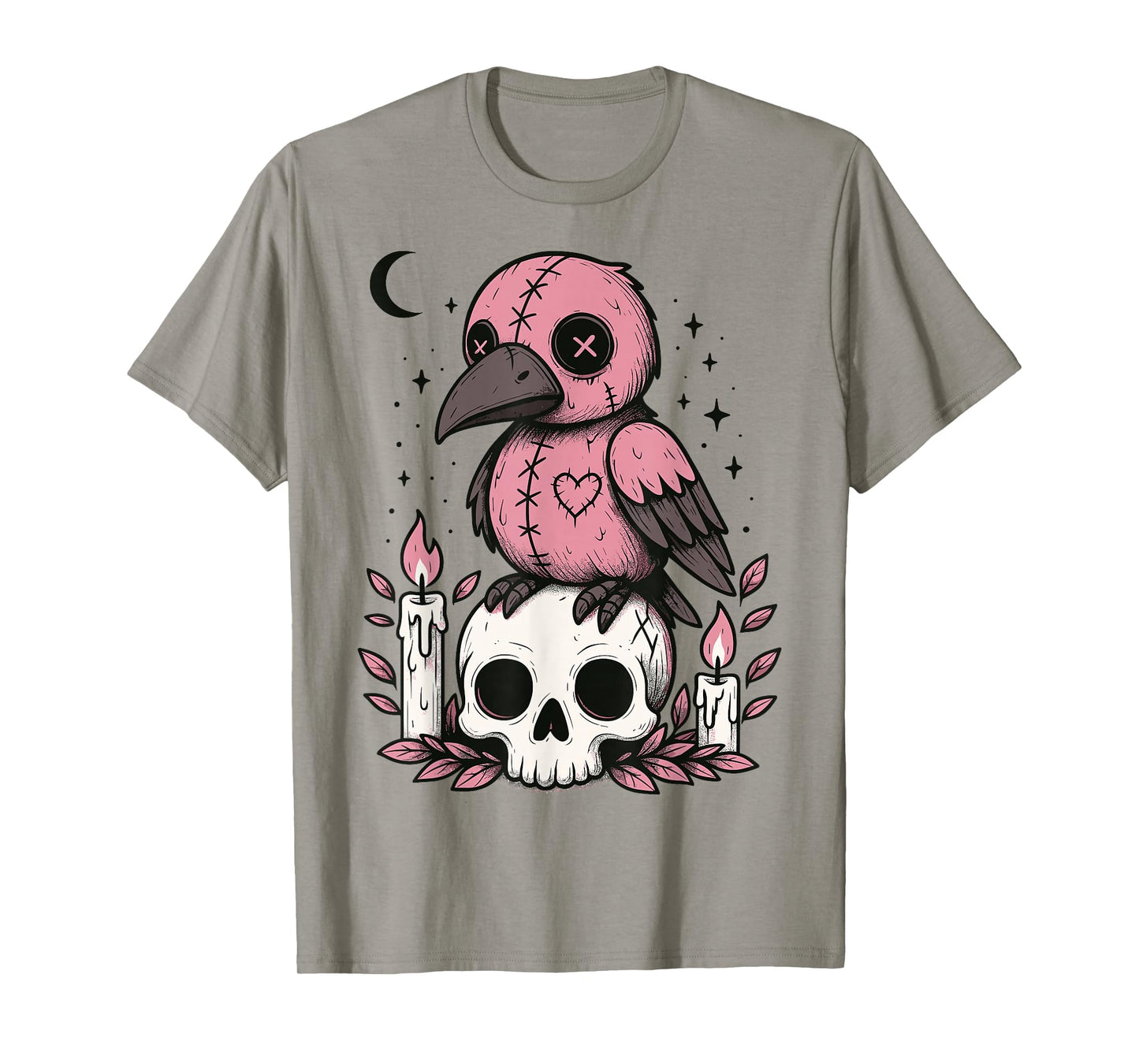 Creepy Cute Pastel Goth Crow Gothic Kawaii Raven Skull T-Shirt