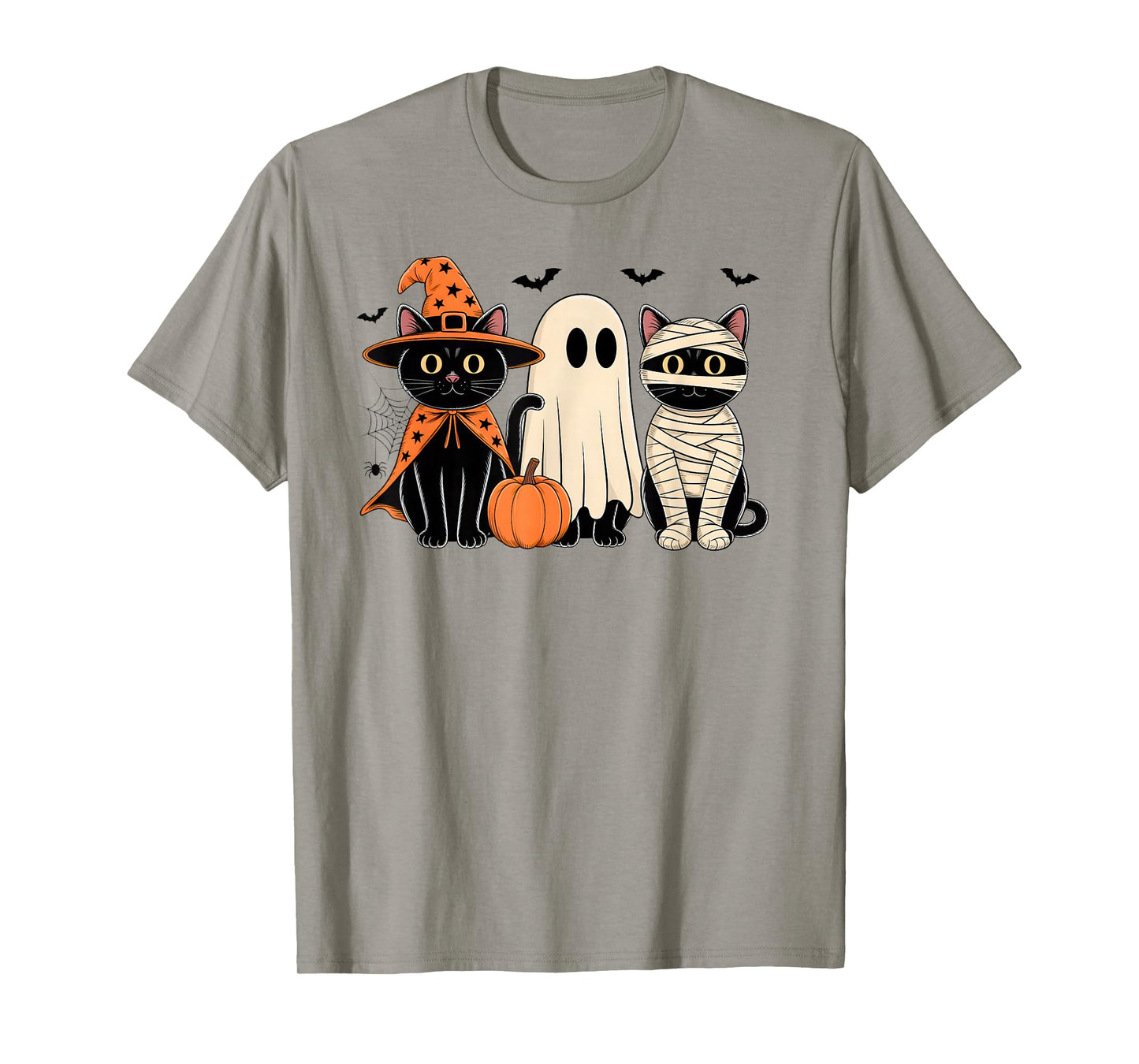 Black Cat Ghost Witch Mummy Pumpkin Funny Halloween Costume T-Shirt
