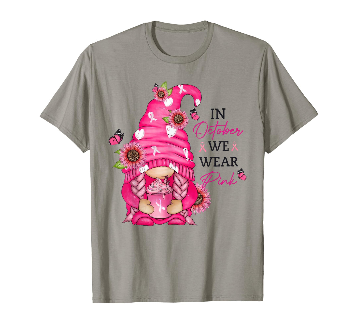 In October We Wear Pink Gnome Breast Cancer T-Shirt