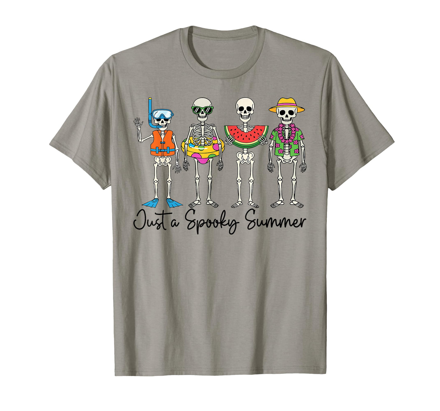 Just A Spooky Summer Halloween Skeleton Tropical T-Shirt