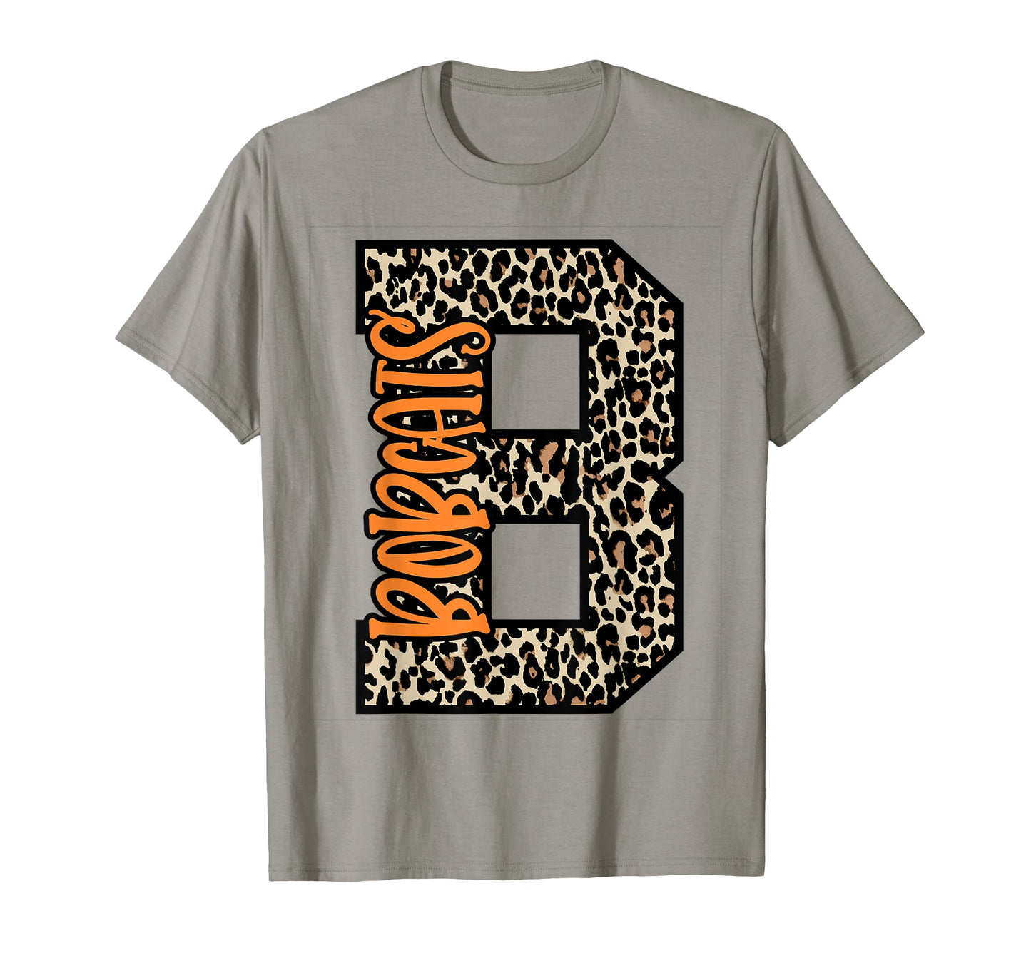 Bobcats Leopard Letter School Spirit Orange T-Shirt