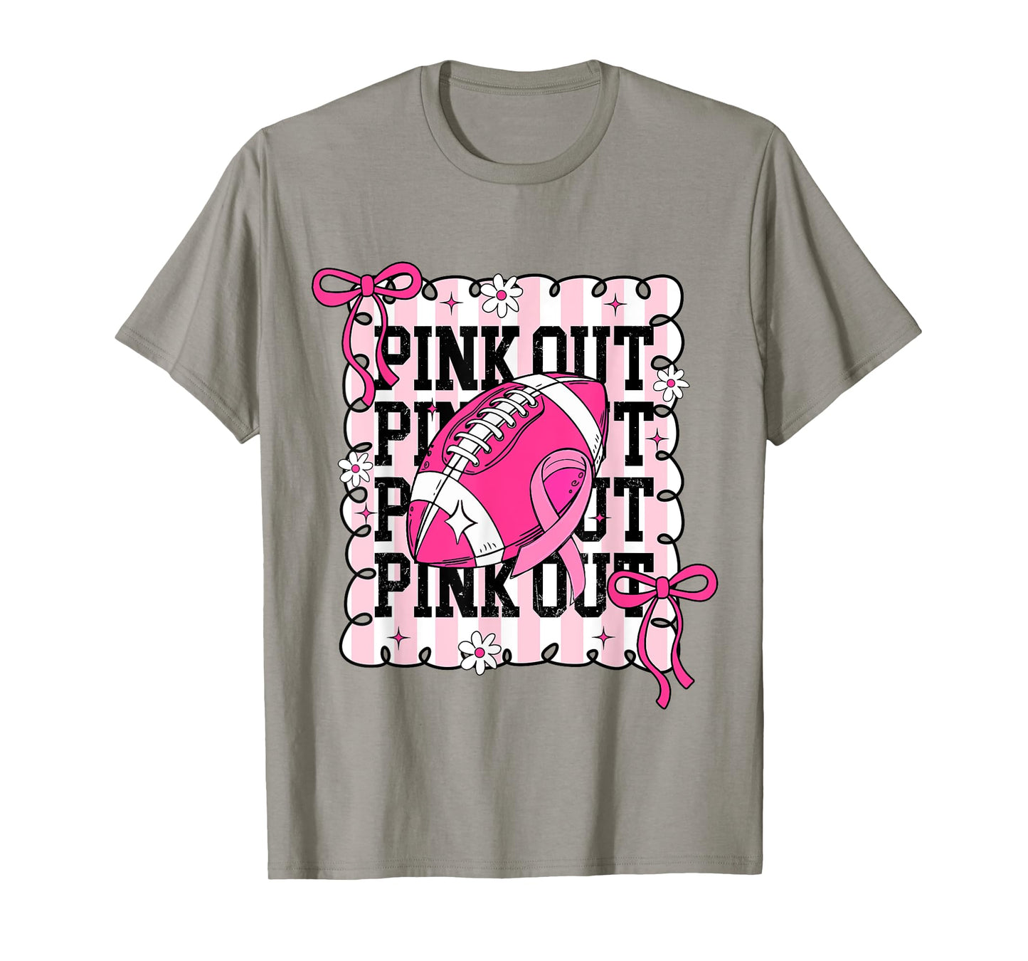 Pink Out Football Breast Cancer Awareness Coquette Women T-Shirt