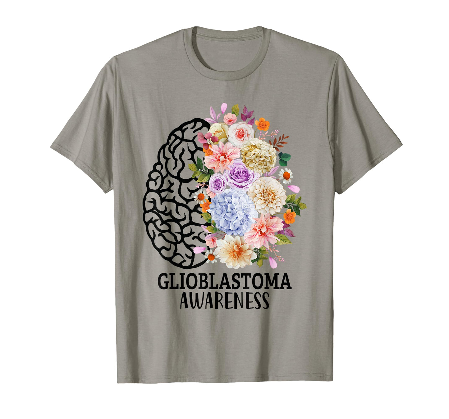 Floral Glioblastoma Awareness Month Brain Cancer T-Shirt