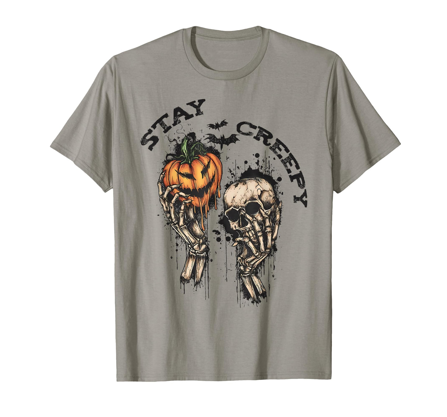 Stay Creepy Dripping Heart Halloween Skeleton Hand Spooky T-Shirt