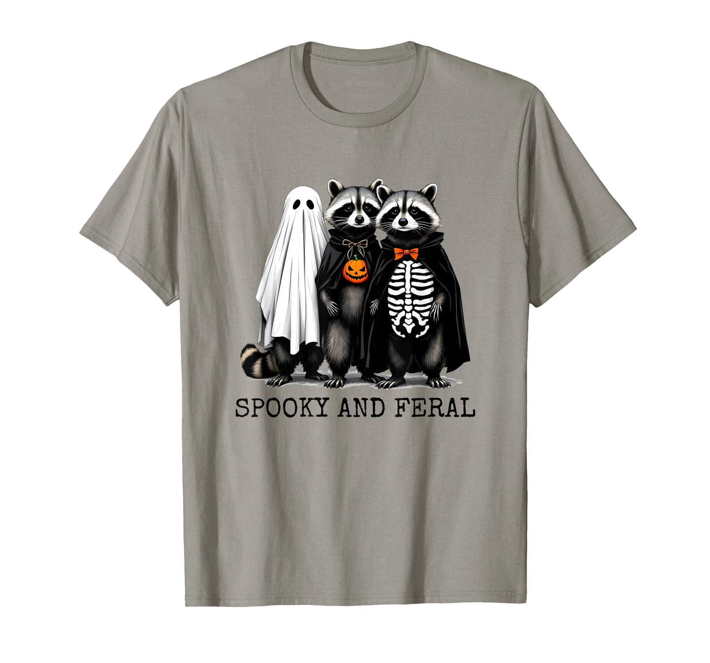 Spooky and Feral Girl Funny Halloween Cute Raccoon Men Women T-Shirt