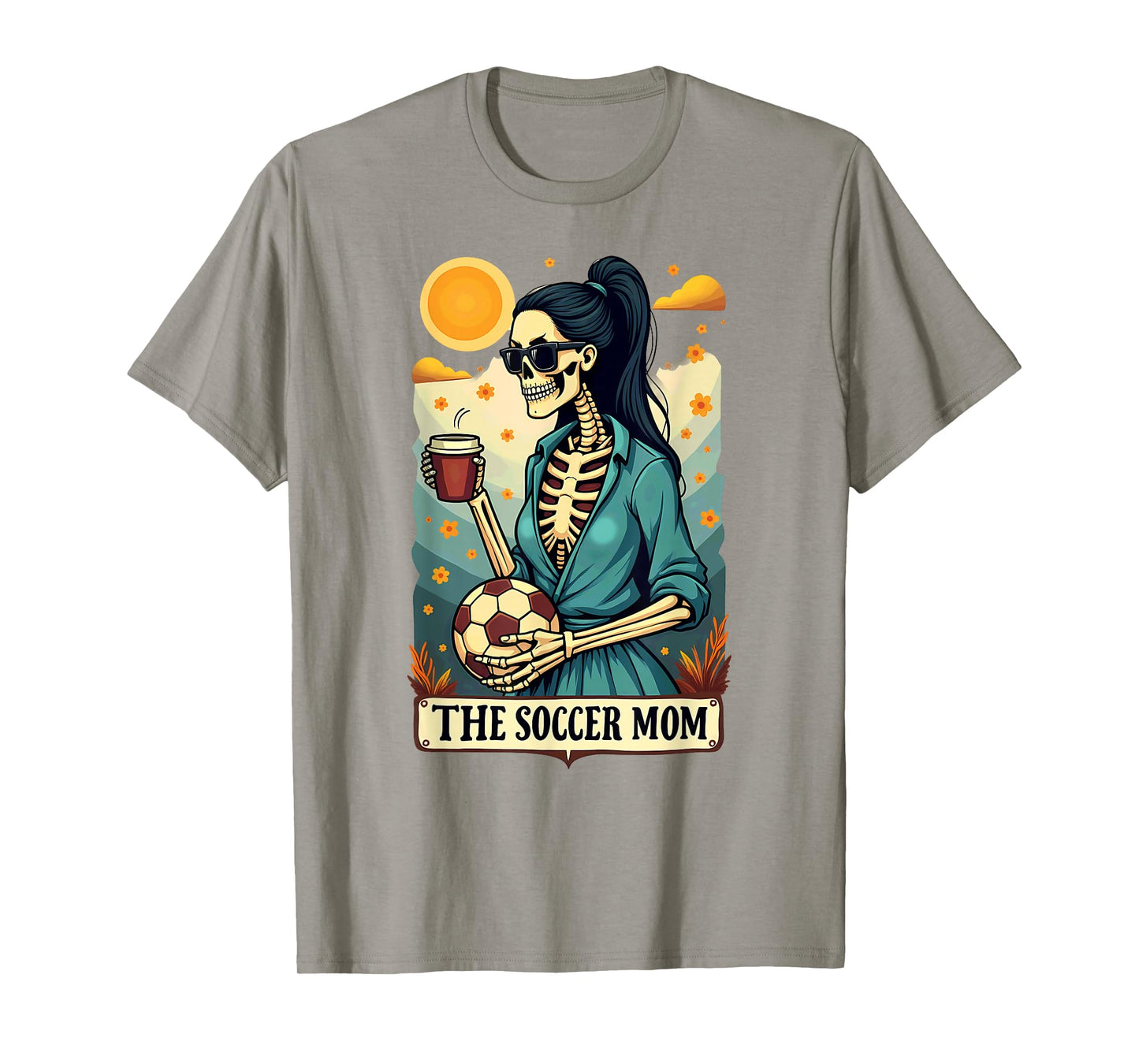 Gothic Tarot Card Skeleton Coffee Soccer Mom T-Shirt