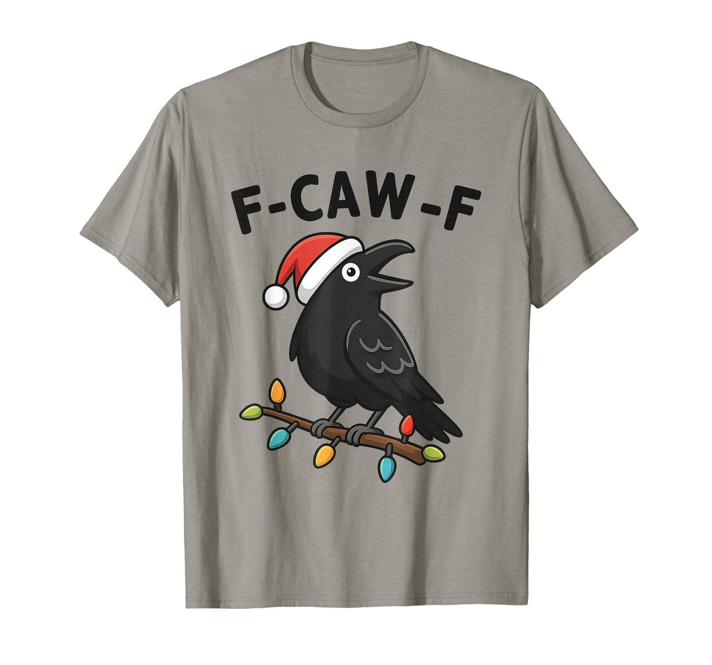 Funny Crow F-Caw-F Black Bird, Gothic Christmas Santa Hat T-Shirt