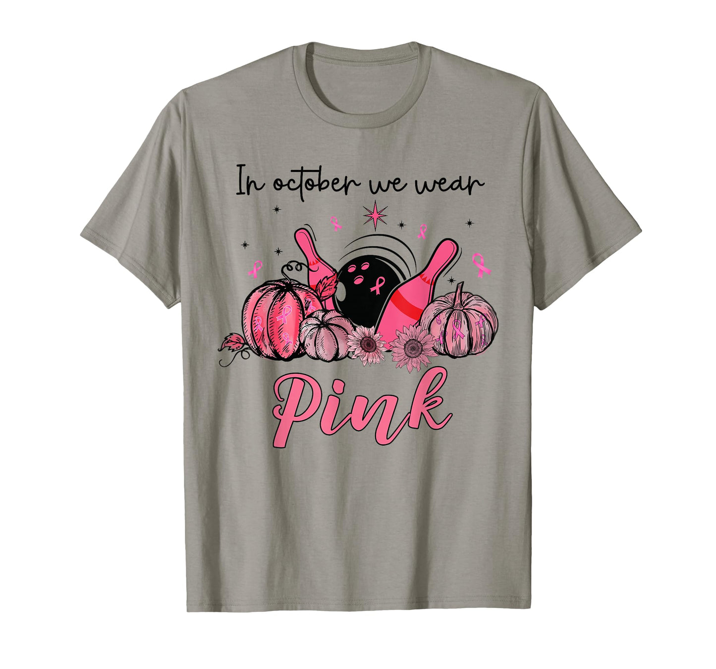 In October We Wear Pink Bowling Breast Cancer Awareness Gift T-Shirt