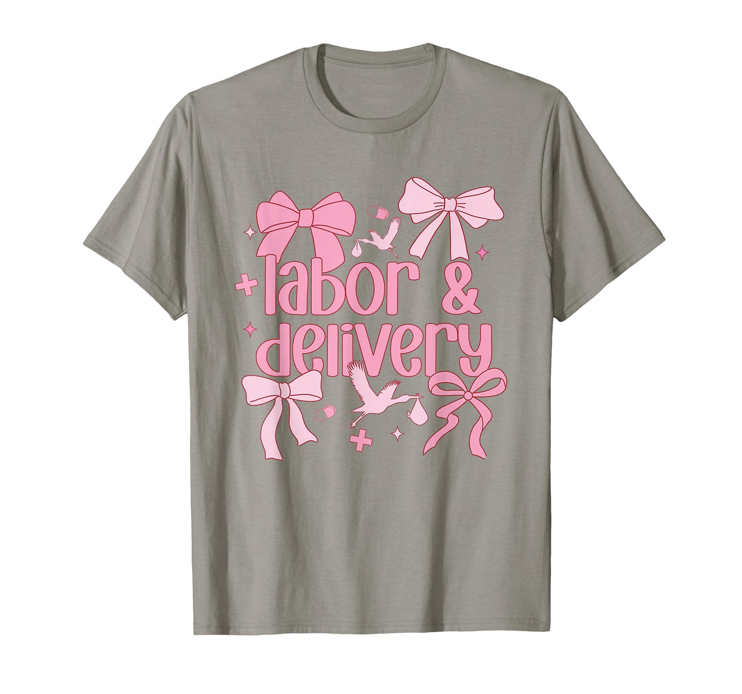 Women Labor and Delivery Nurse Grad Coquette Pink Bow Ribbon T-Shirt