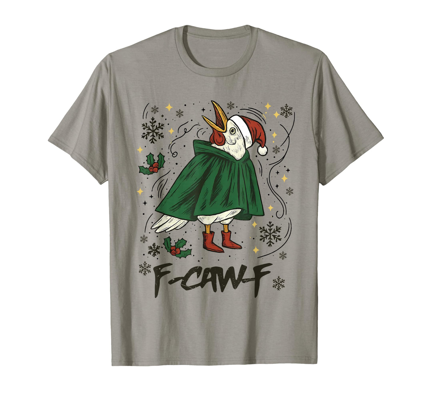 F-Caw-F FCAWF Funny Crow Christmas Black Bird Xmas T-Shirt