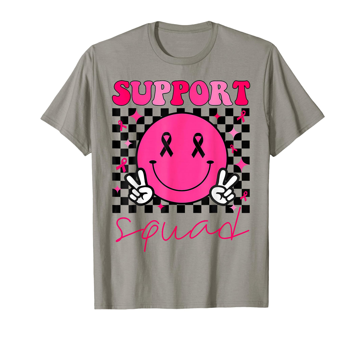 Groovy Breast Cancer Awareness Men Women Kids Support Squad T-Shirt