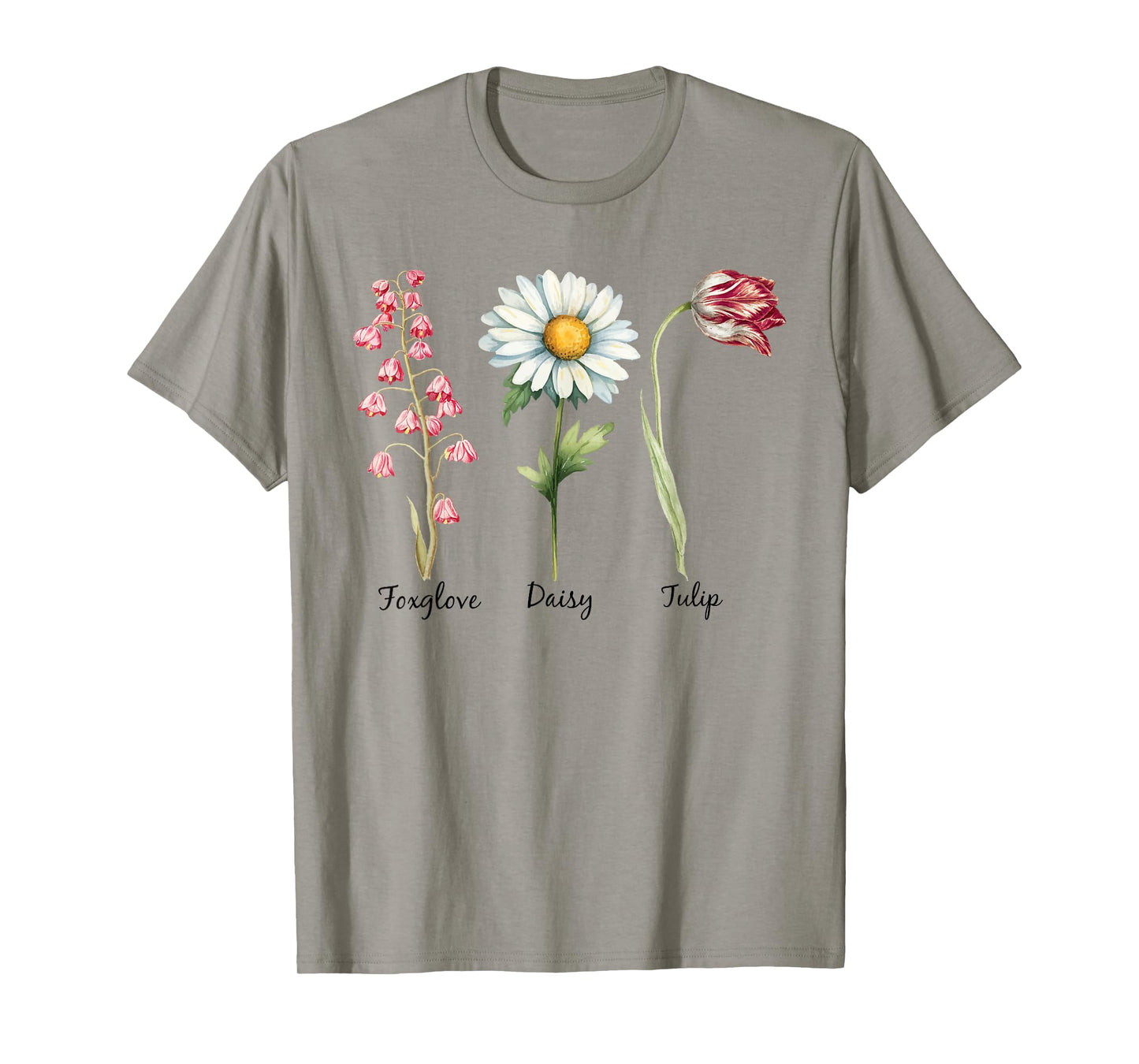 Vintage Floral Plant Foxglove Daisy Tulip Flowers Mom Women T-Shirt