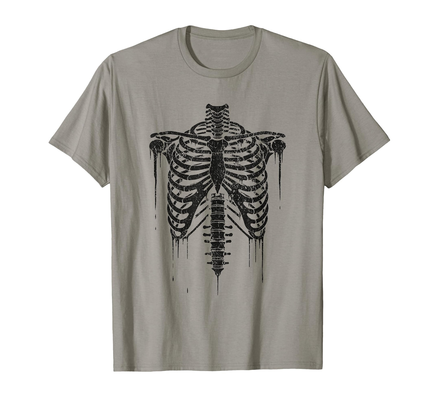Grunge Skeleton Ribcage Dripping Bones Design T-Shirt