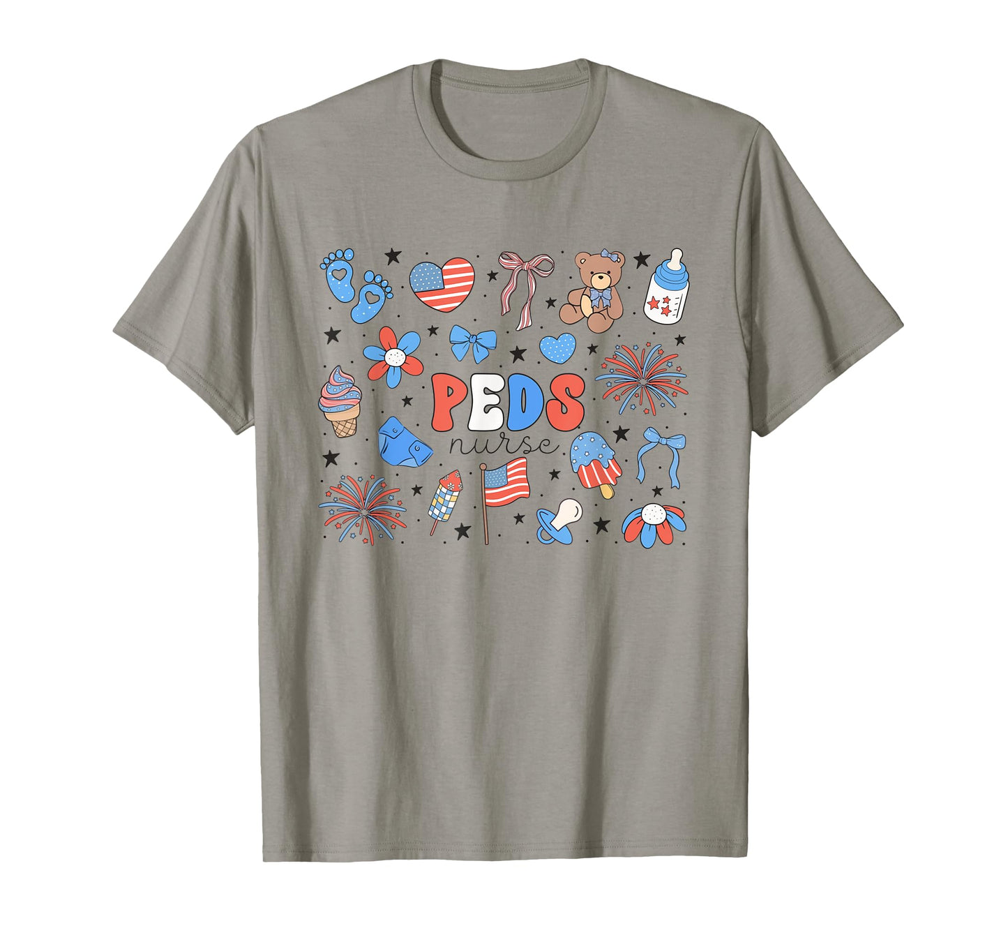 Retro Pediatric Nurse 4th of July PEDS Nurse Icu Er Cvicu T-Shirt