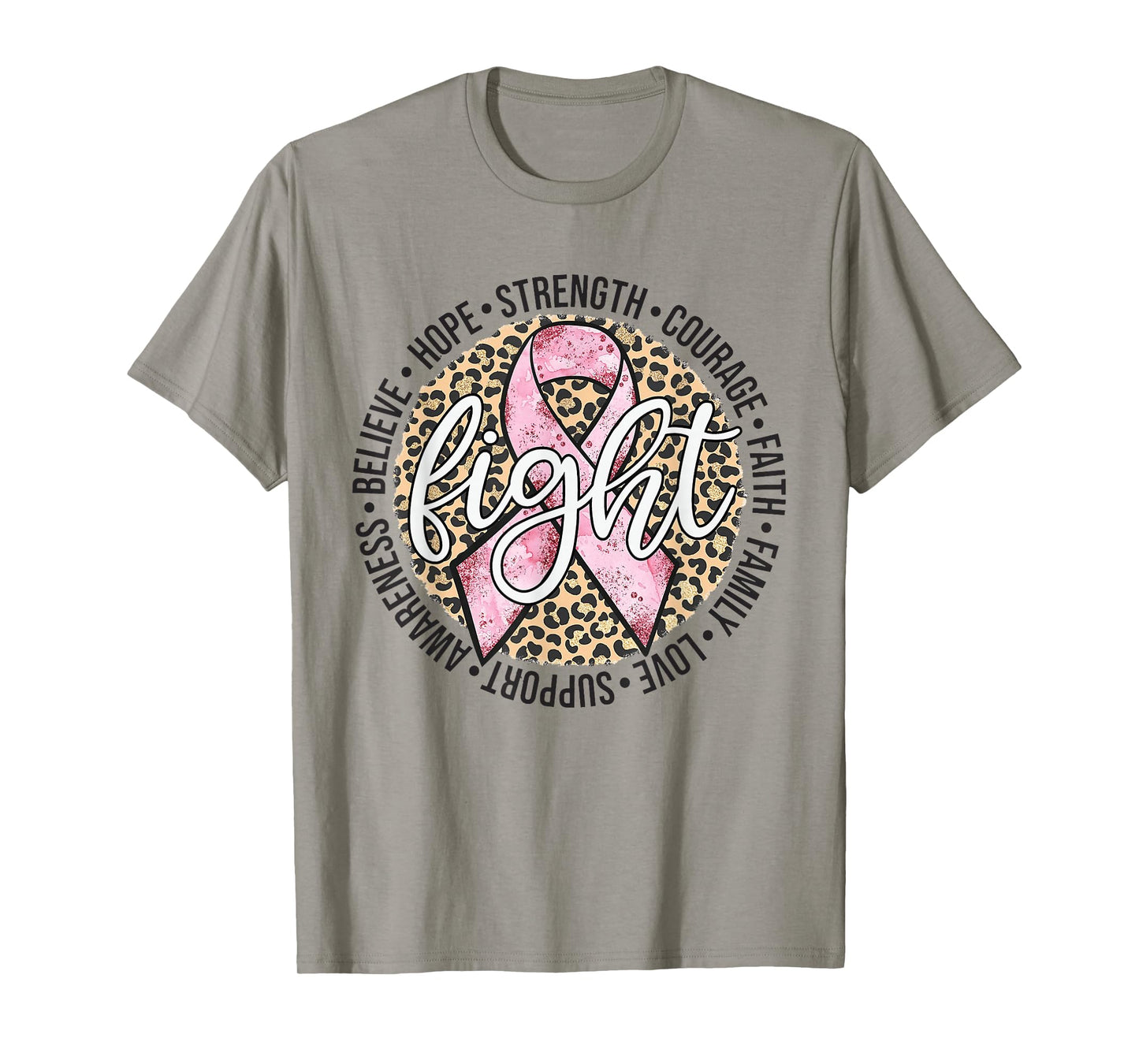 Fight Breast Survivor Breast Cancer Awarenes Leopard Womens T-Shirt