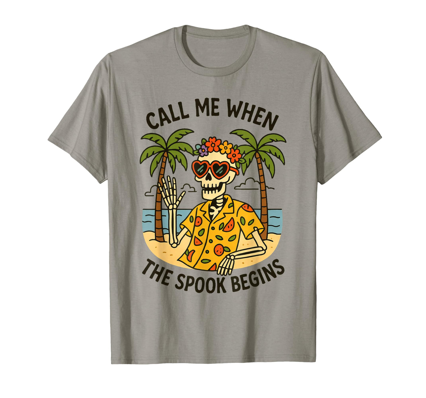 Funny Summerween Skeleton Halloween Beach Vacation T-Shirt