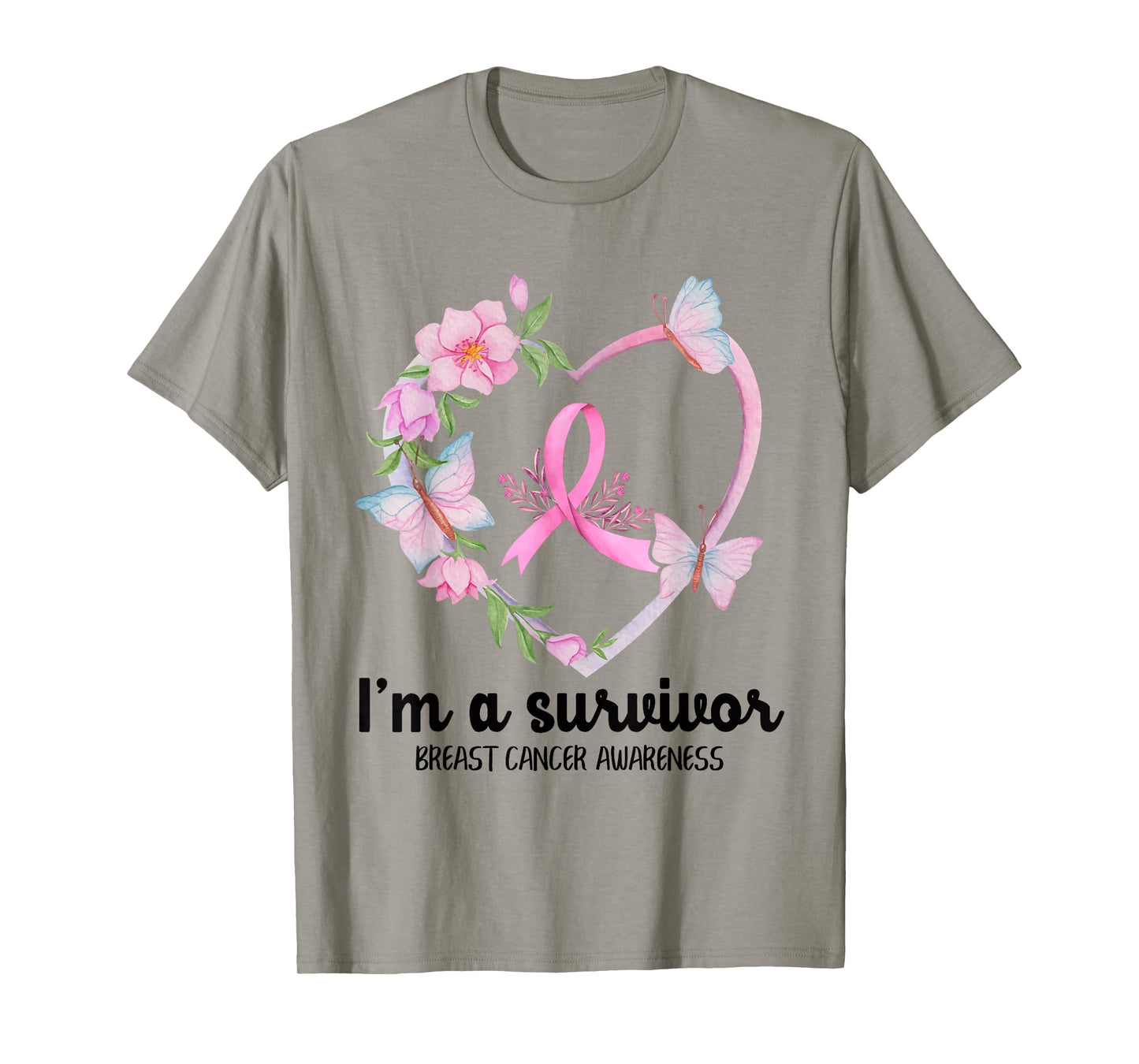 I'm A Survivor Breast Cancer Awareness Pink Ribbon Heart T-Shirt
