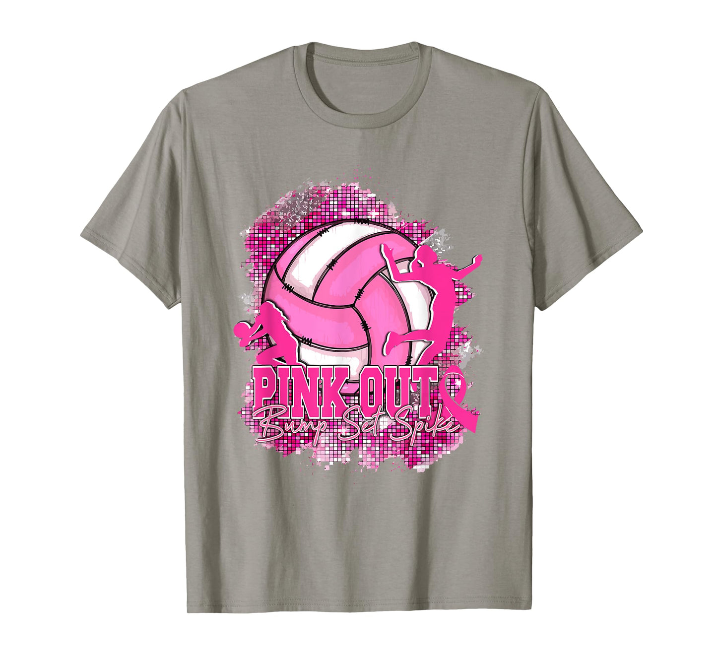 Pink Out Bump Set Spike Volleyball Breast Cancer Awareness T-Shirt
