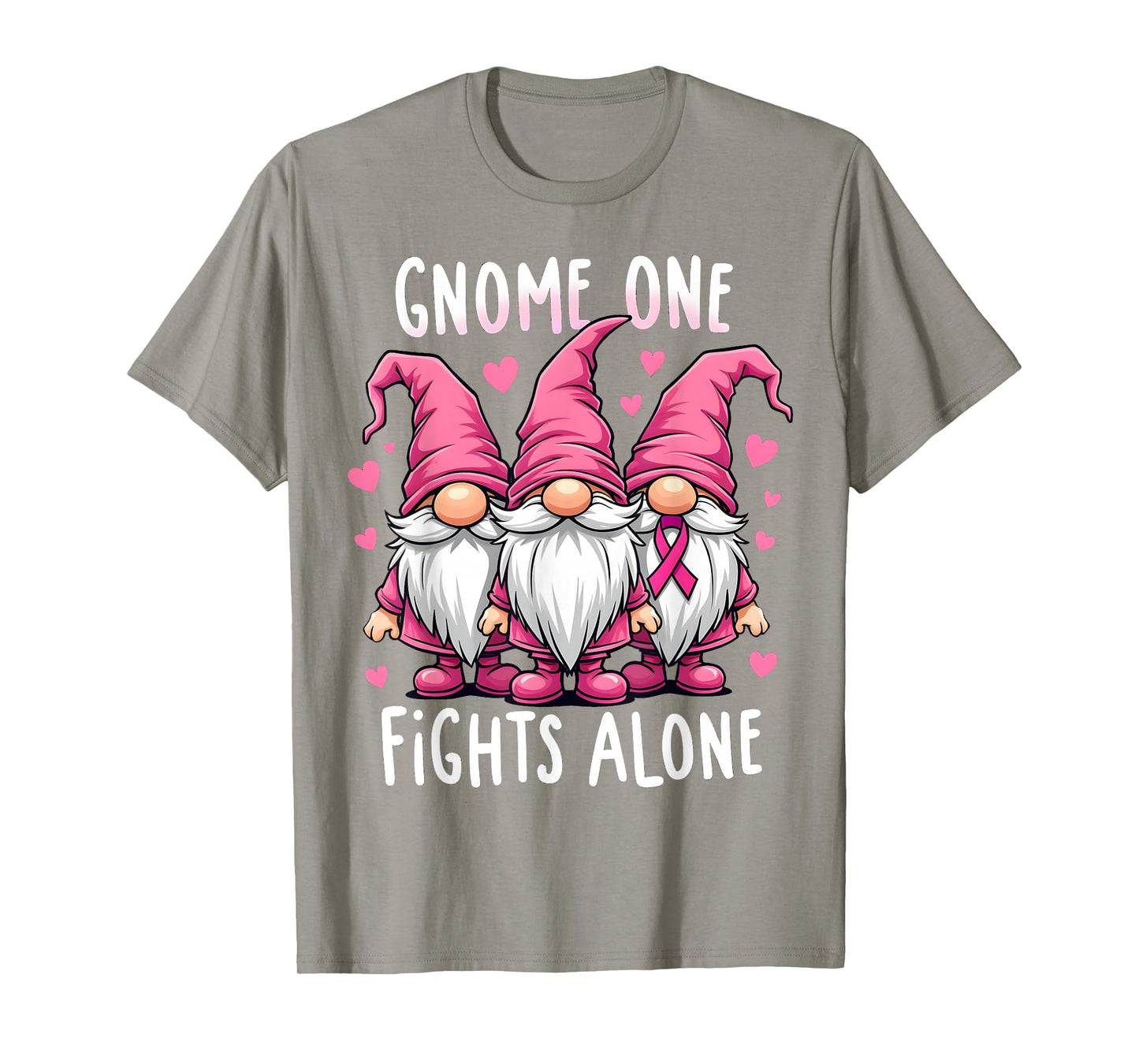 Gnome One Fights Alone Breast Cancer Awareness Pink Women T-Shirt