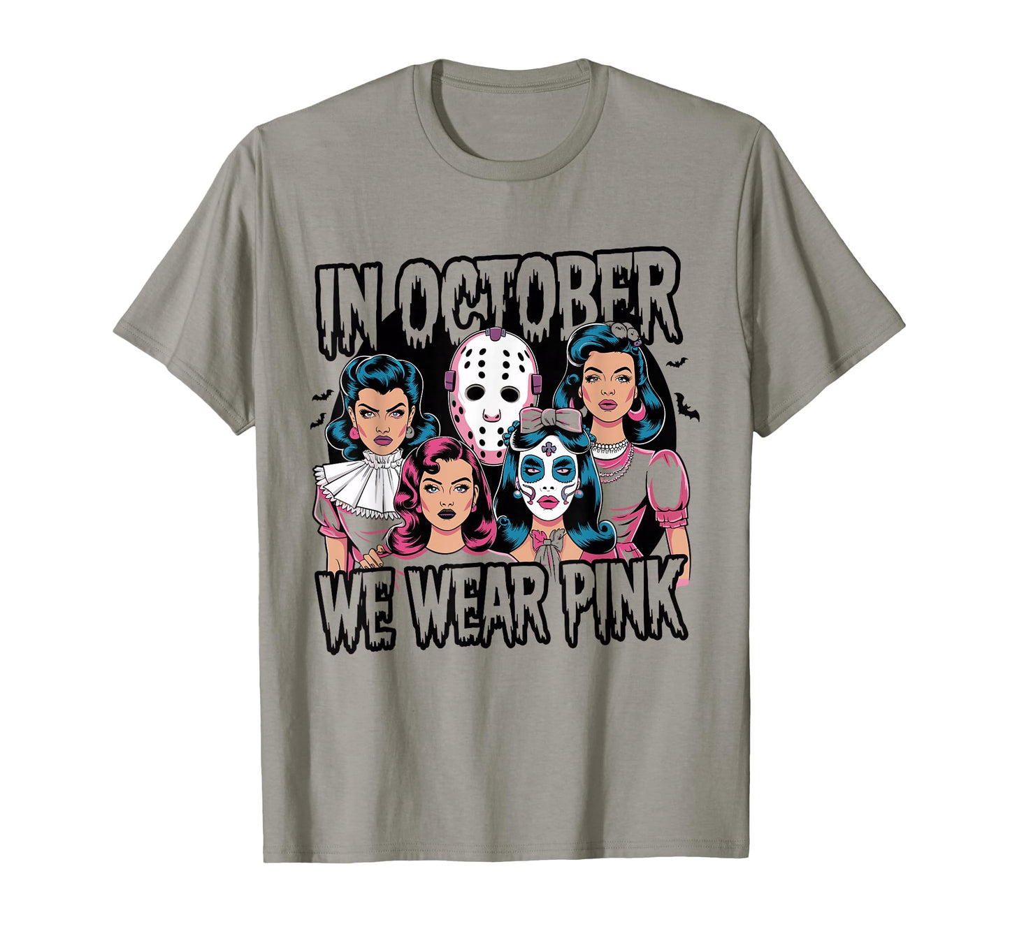 In October We Wear Pink Horror Breast Cancer Awareness T-Shirt