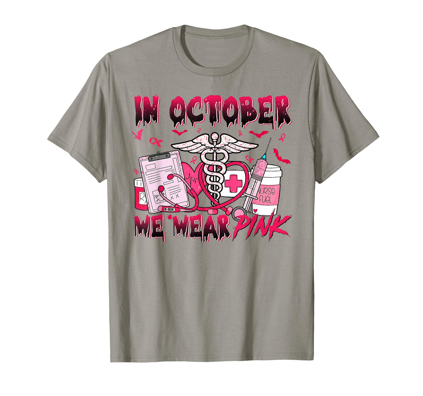 in October We Wear Pink Phlebotomist Nurse Breast Cancer T-Shirt