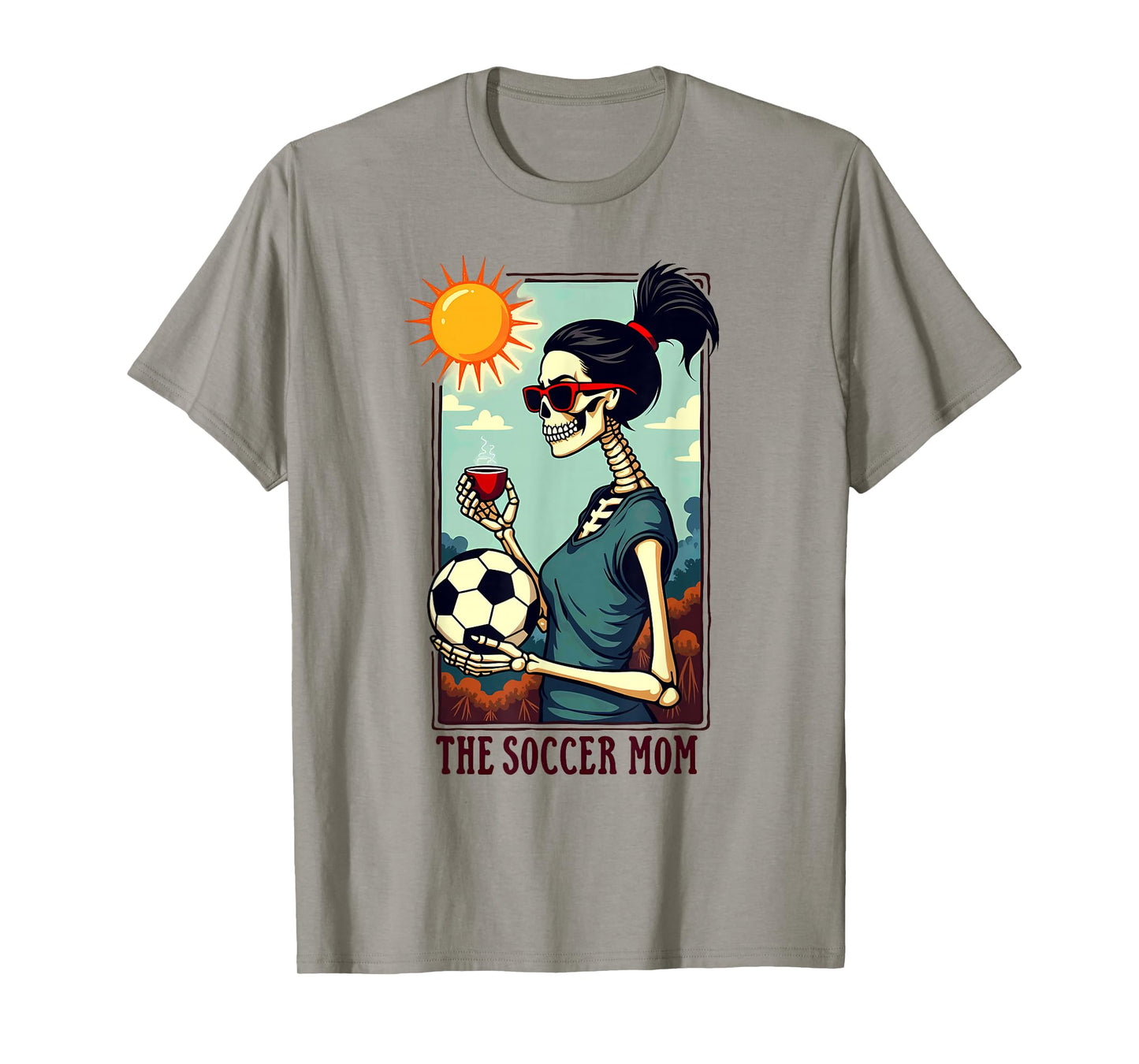Gothic Tarot Card Skeleton Coffee Soccer Mom T-Shirt