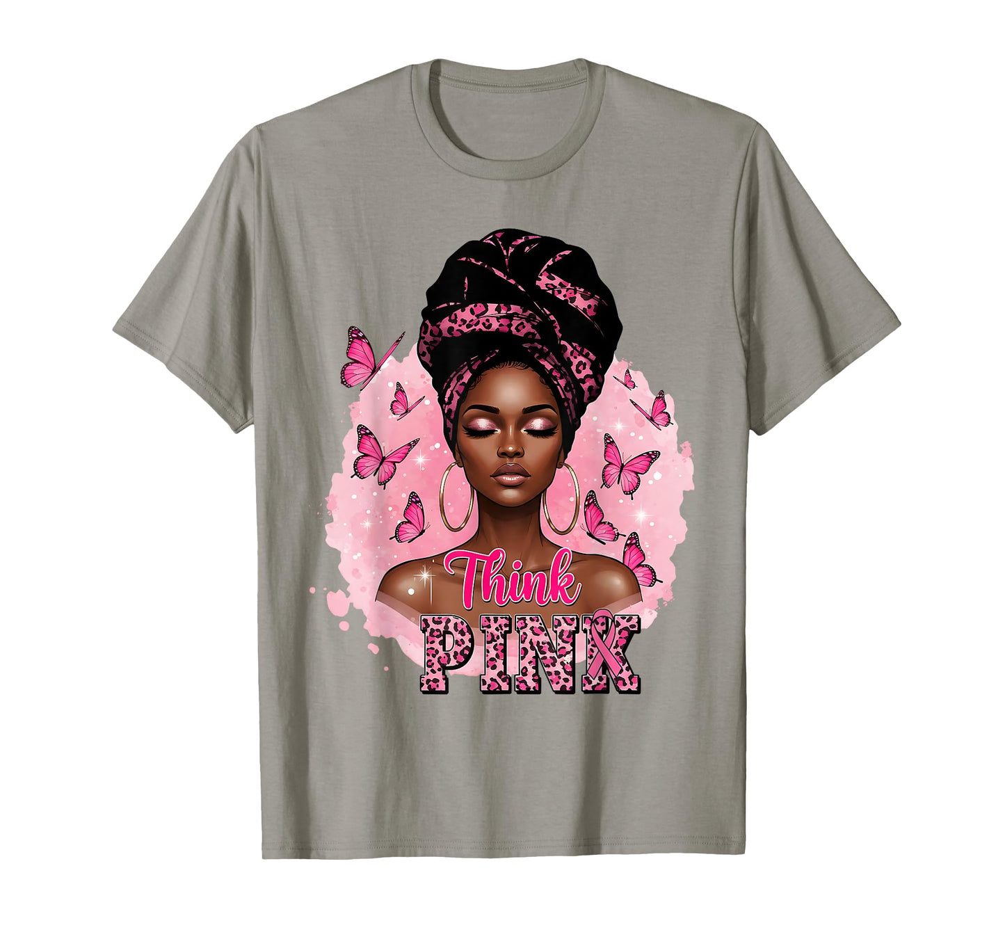 in October We Wear Pink Breast Cancer Think Black Women T-Shirt