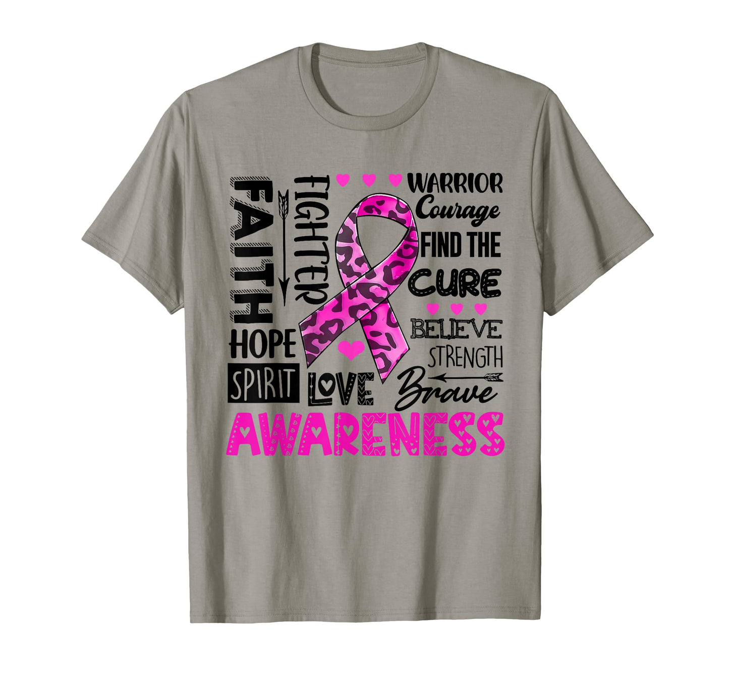 Breast Cancer Awareness Survivor Warrior Leopard Pink Ribbon T-Shirt