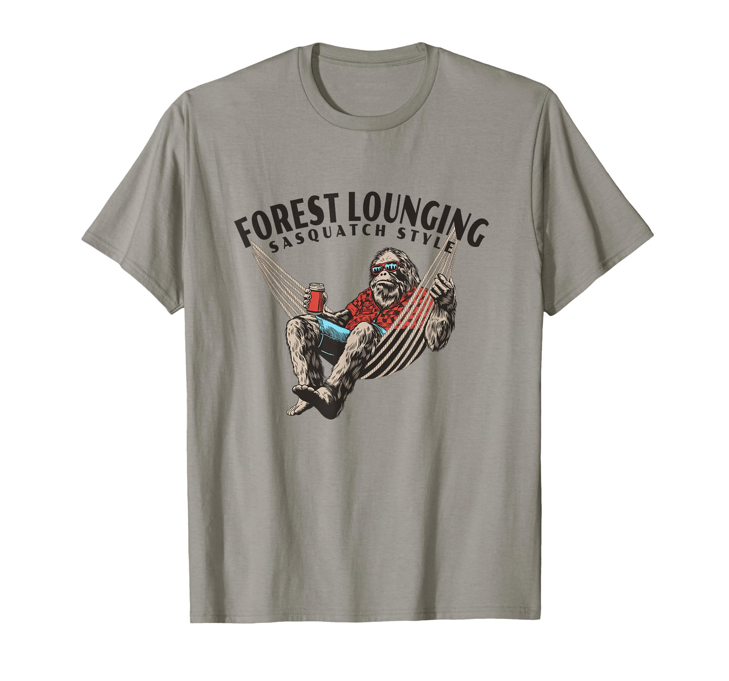 Forest Lounging Sasquatch Style Hammock Big Foot Artwork T-Shirt