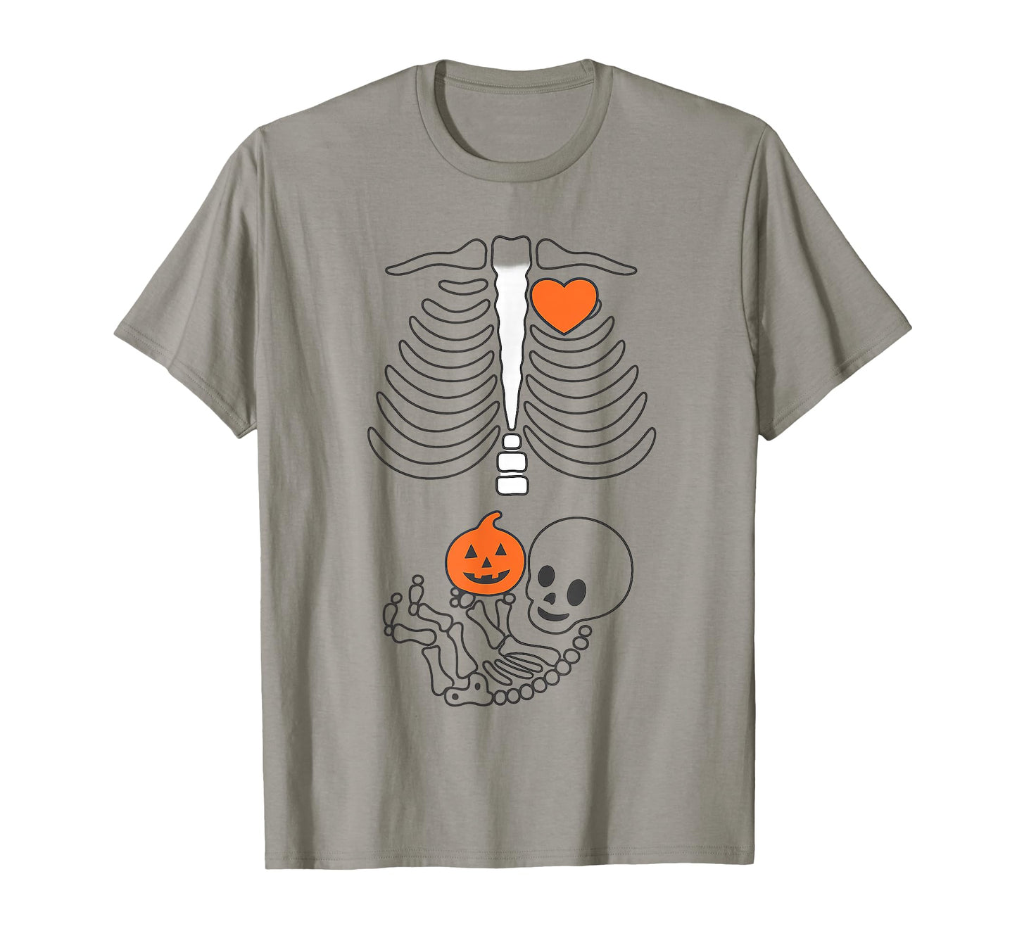 Halloween Skeleton Baby Rib Cage Maternity Pregnant Pumpkin T-Shirt