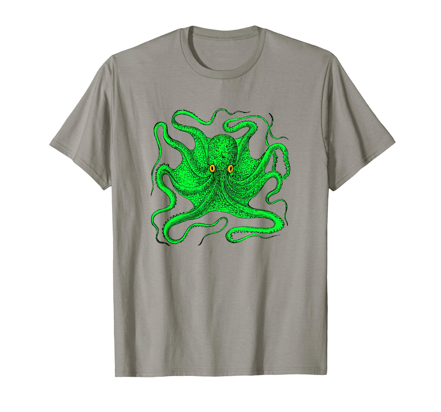Octopus Shirt Graphic Tee (green with yellow eyes)