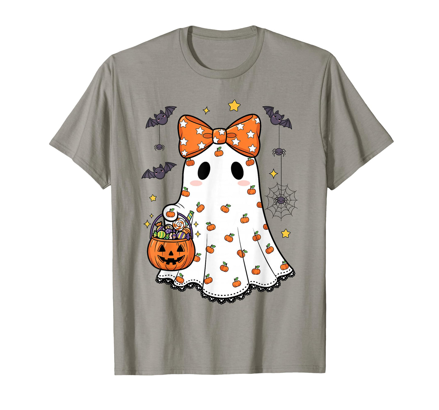 Cute Ghost with Bow Boo Halloween Costume Toddler Girl Women T-Shirt