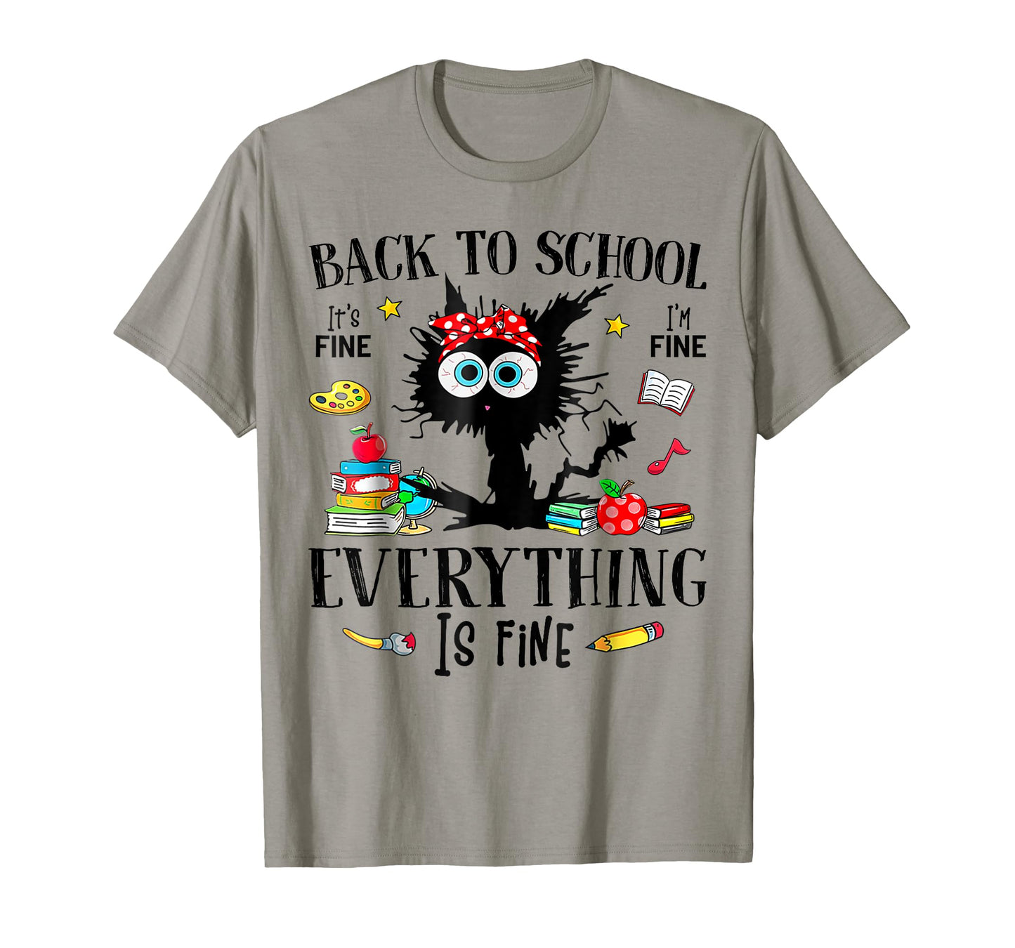 Back To School Frist Day Of School Teacher & Kids Funny Cat T-Shirt