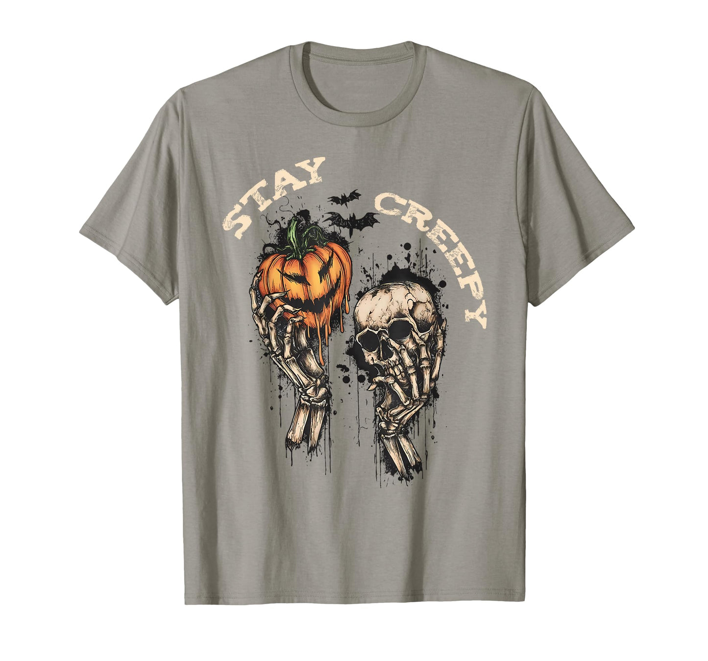 Stay Creepy Dripping Heart Halloween Skeleton Hand Spooky T-Shirt
