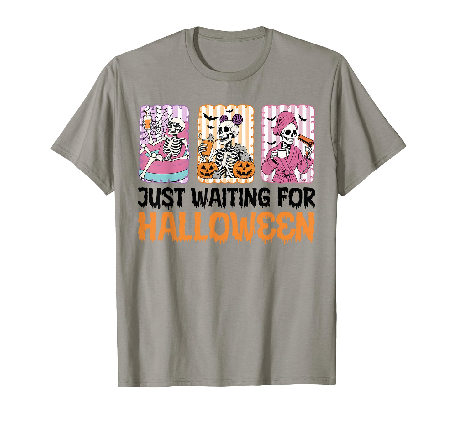 Spooky Summer Skeleton Just Waiting for Halloween Pumpkin T-Shirt