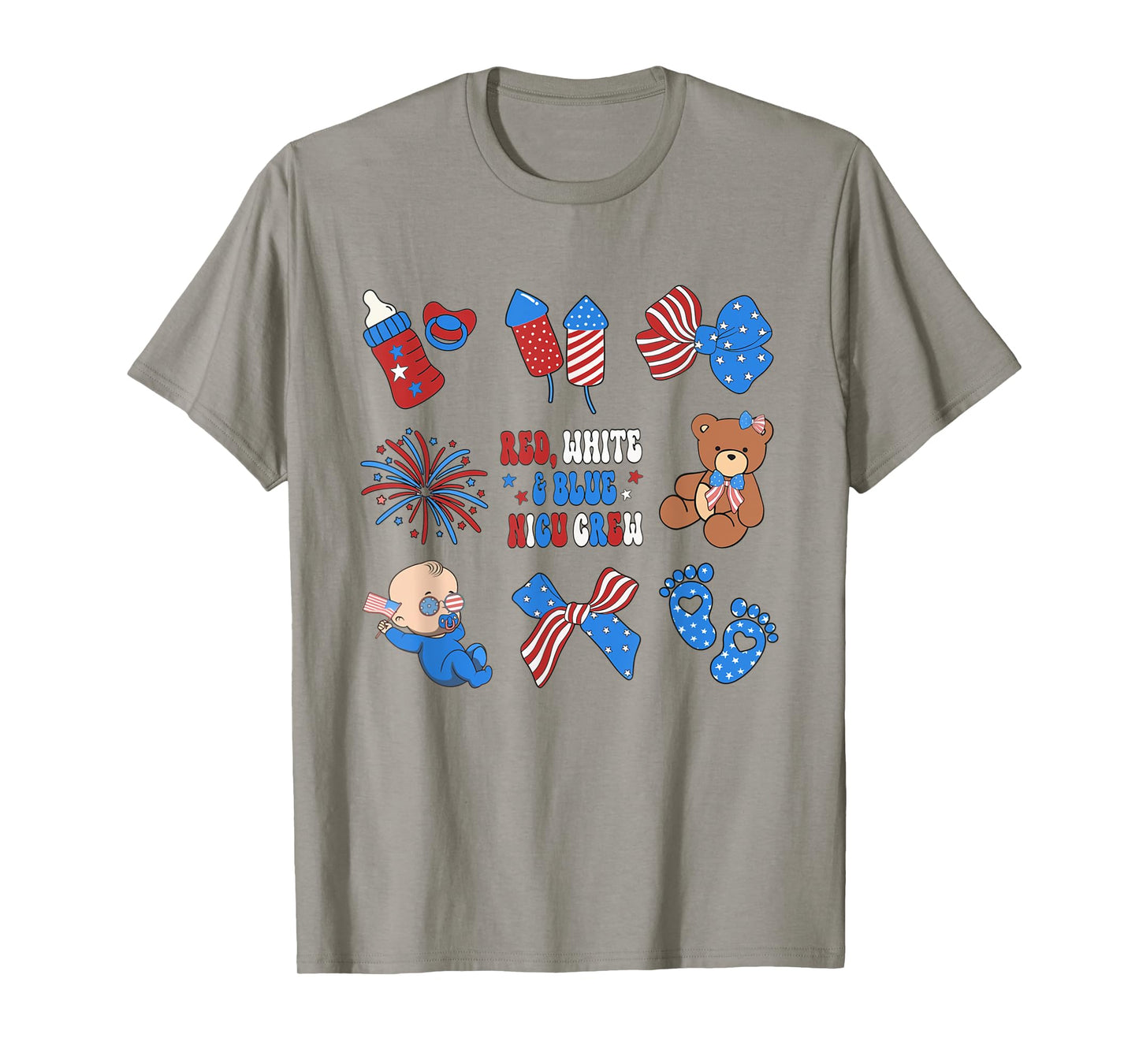 Red, White & Blue NICU Crew Work 4th of July NICU Nurse T-Shirt