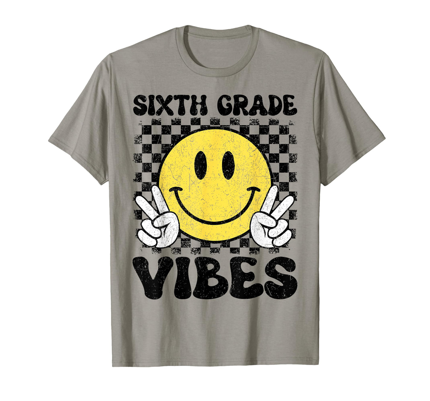 6th Sixth Grade Vibes Kids Boys Back To School Checkered T-Shirt