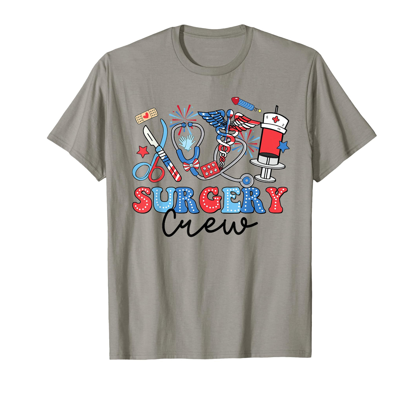 Retro Surgery Crew American Flag Surgical Tech 4th Of July T-Shirt for Women Men