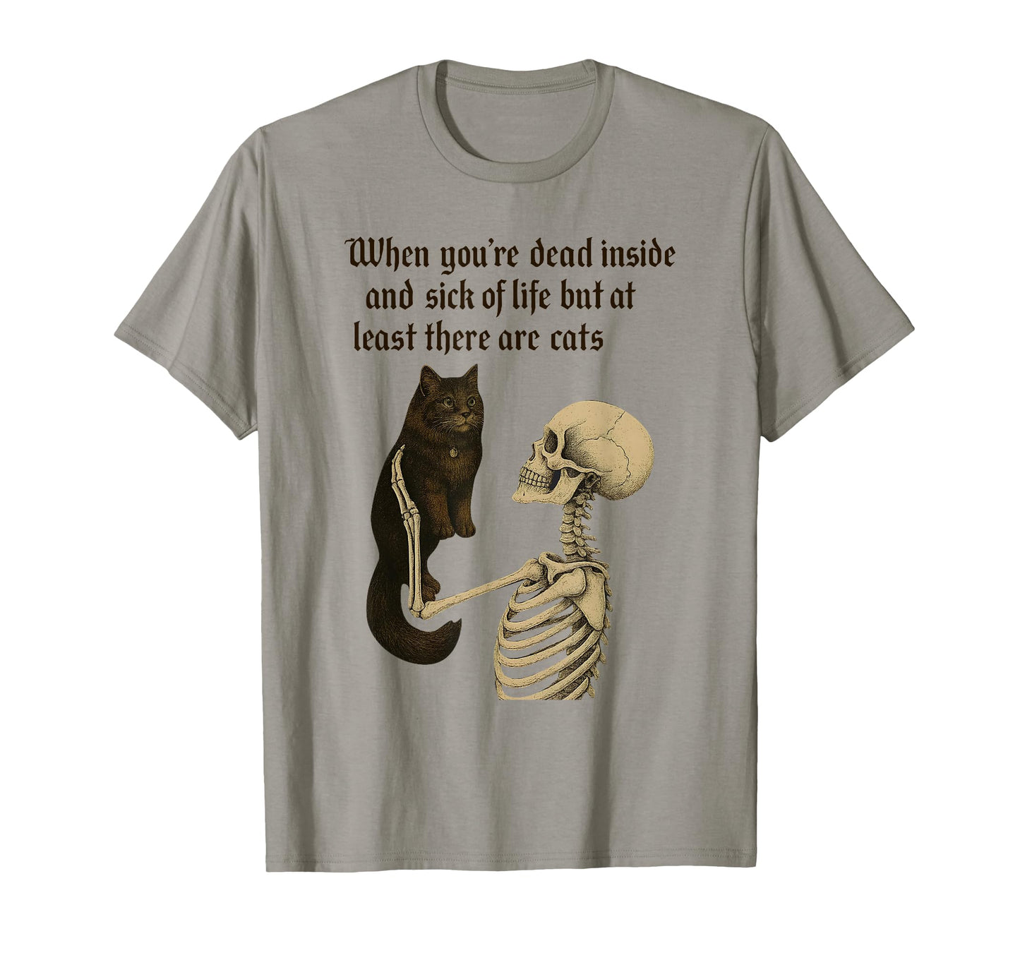 When You're Dead Inside Halloween Skeleton Cat Mom Cat Lover T-Shirt