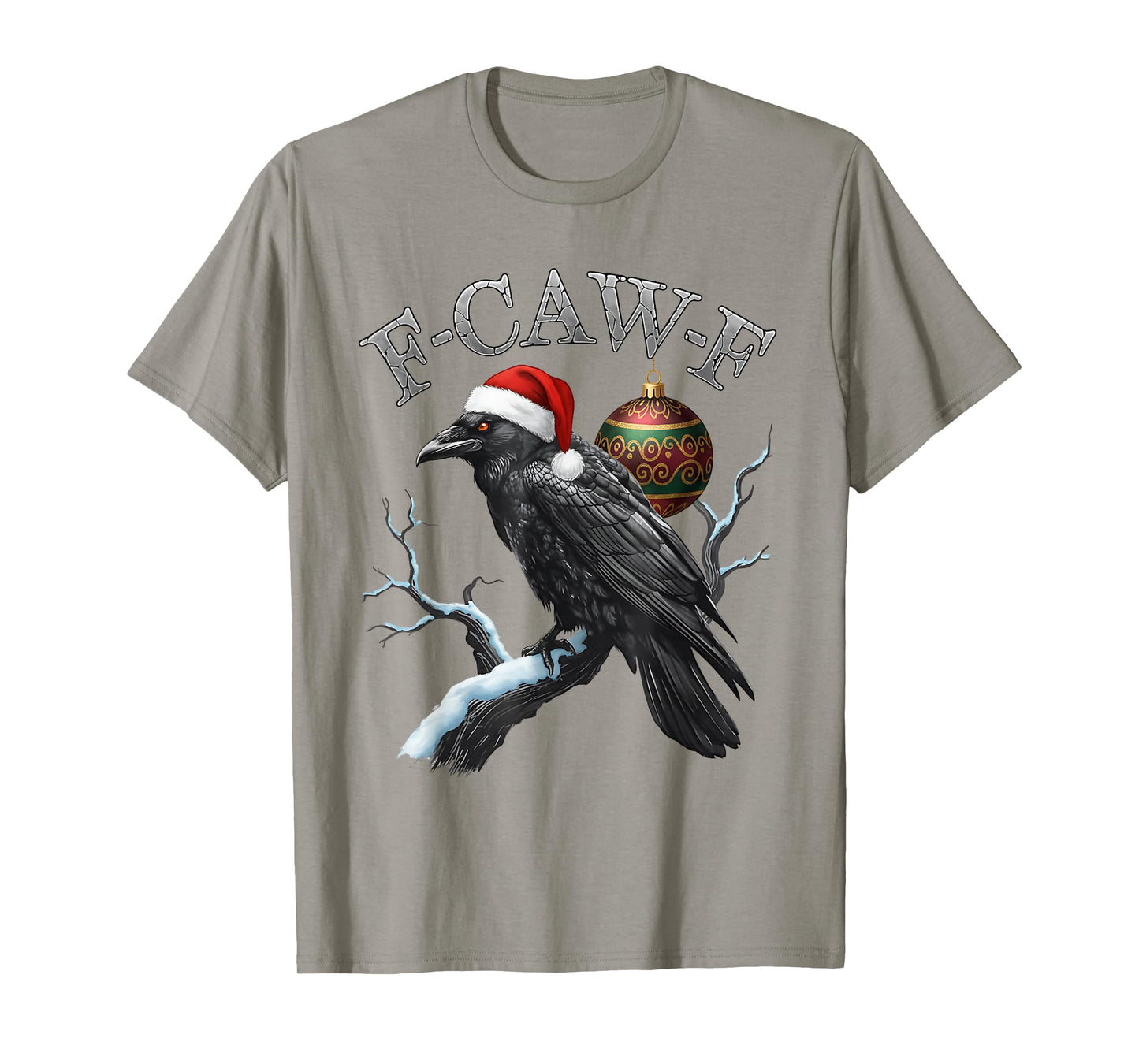 Black Crow, F-Caw-F Santa Hat Black Bird Gothic Christmas T-Shirt